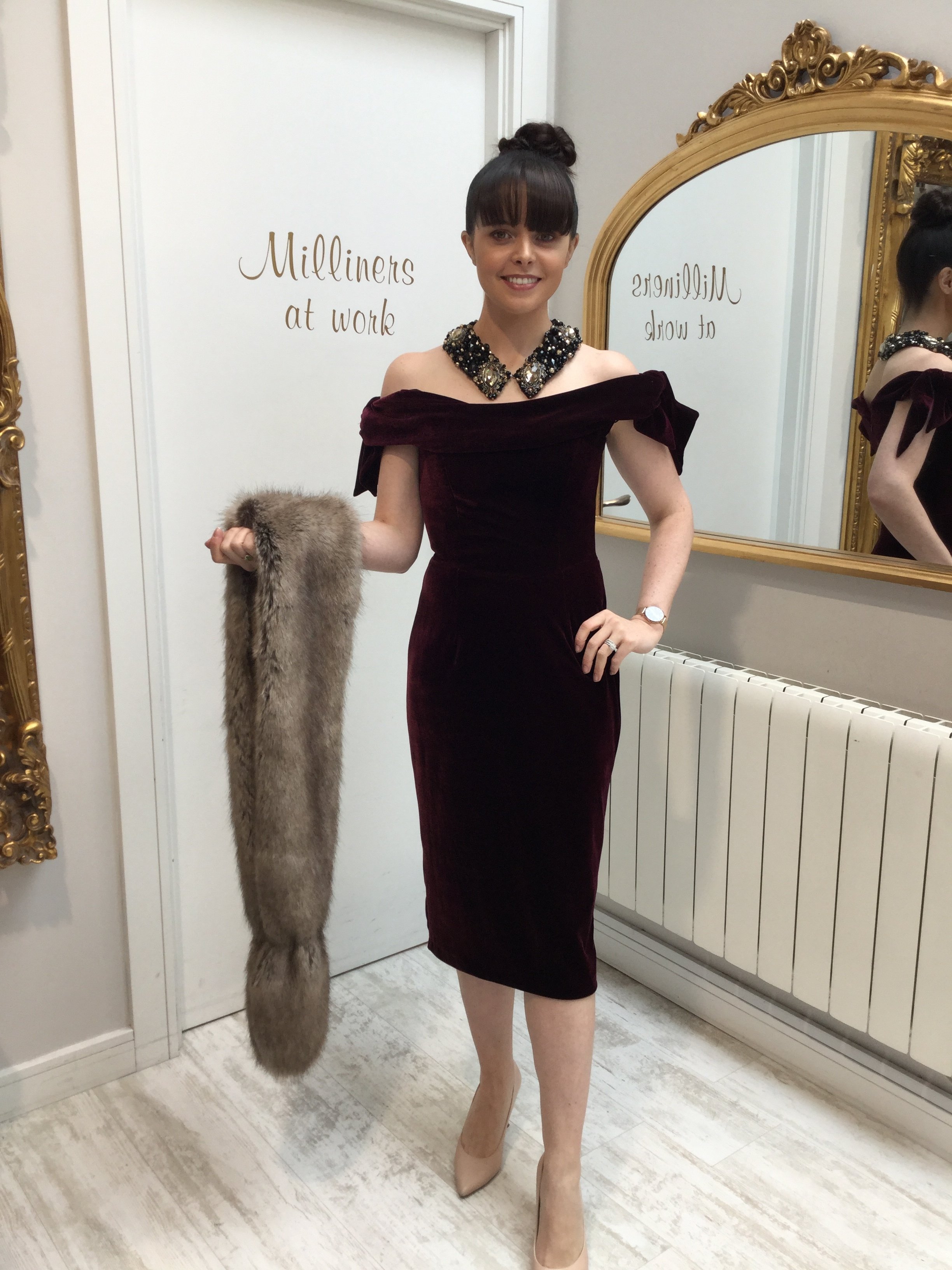 Tilly Dress in Bordeaux Velvet