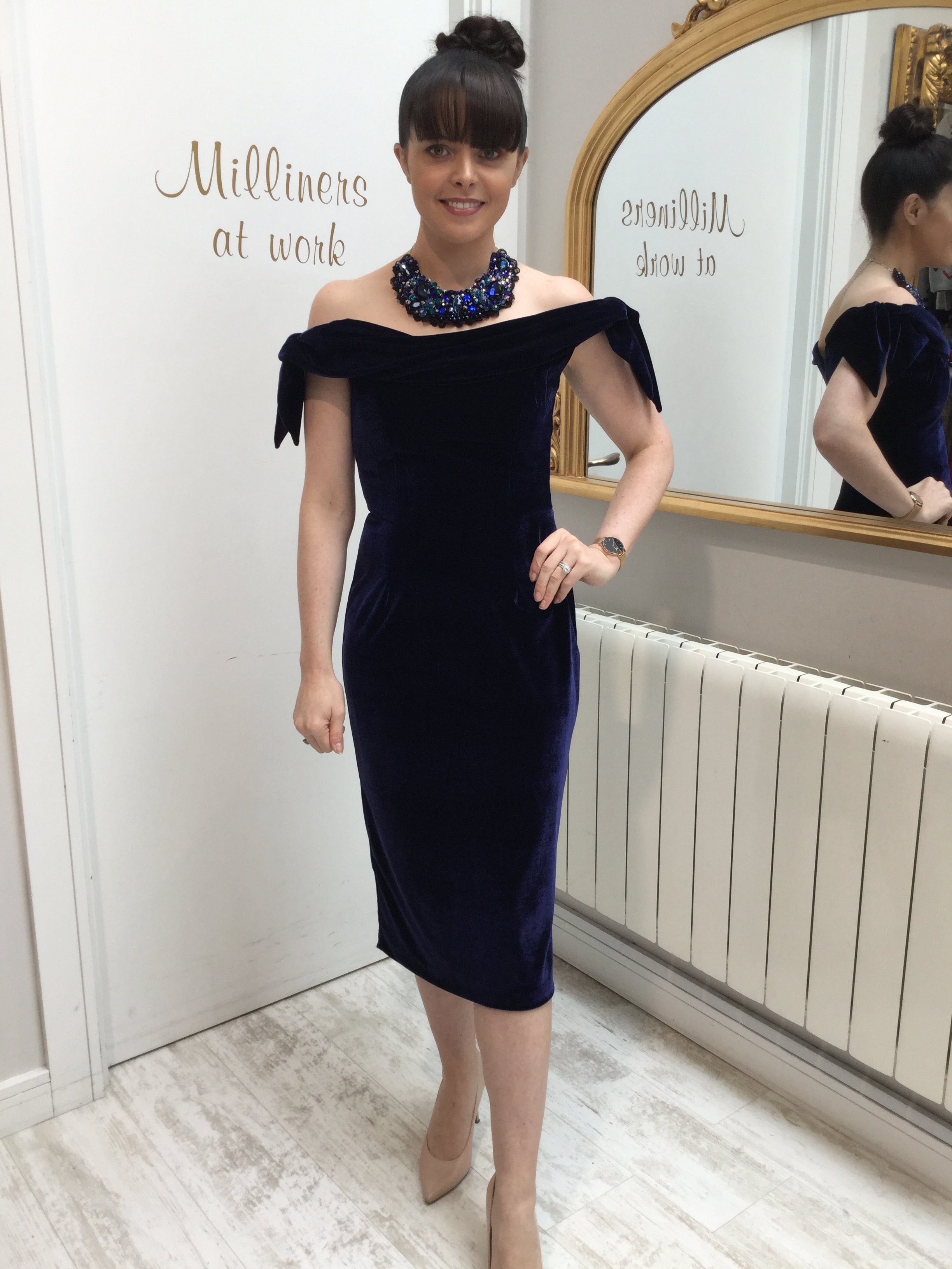 Tilly Dress in Navy Velvet PDCDRTINV
