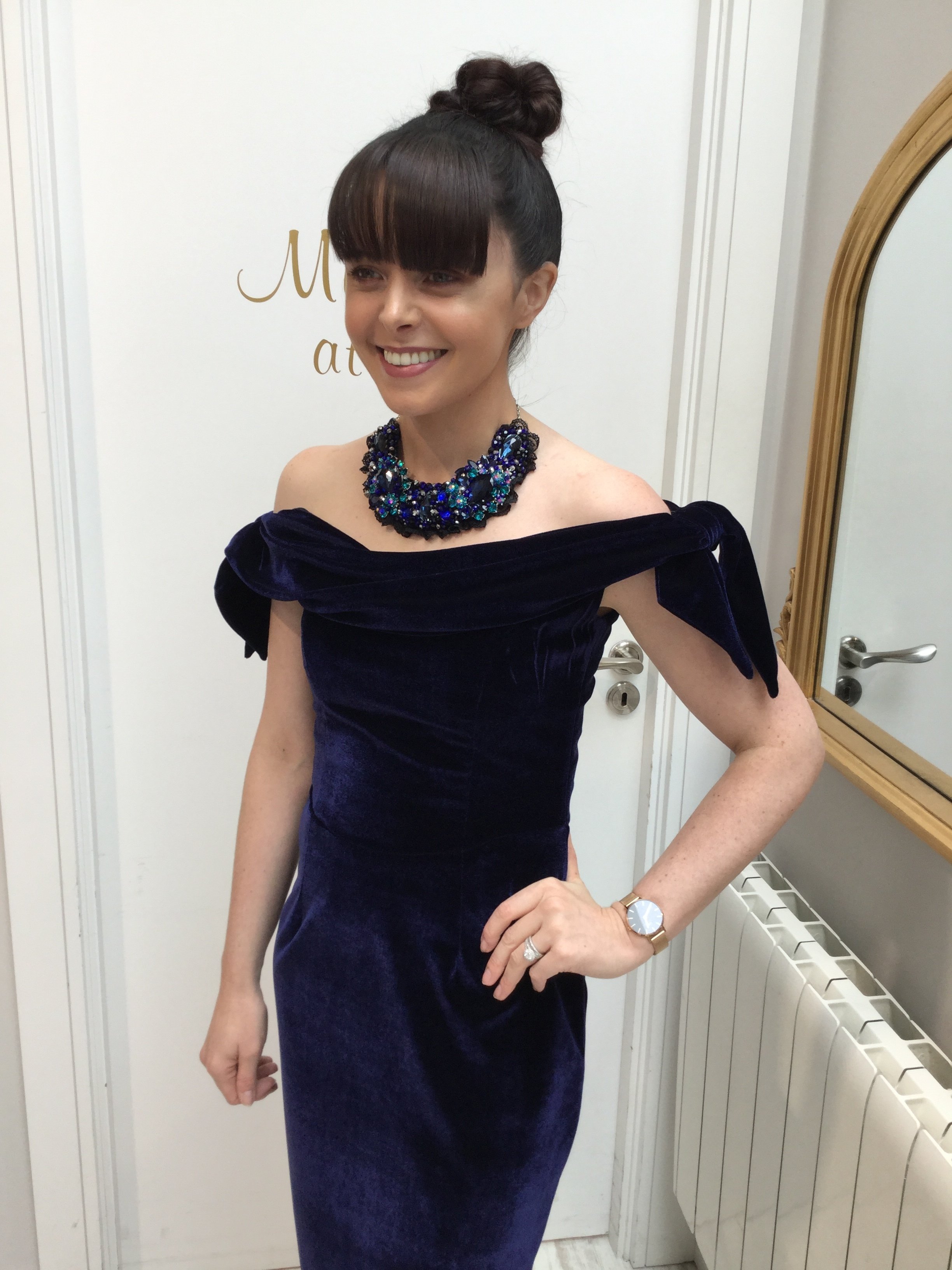 Tilly Dress in Navy Velvet