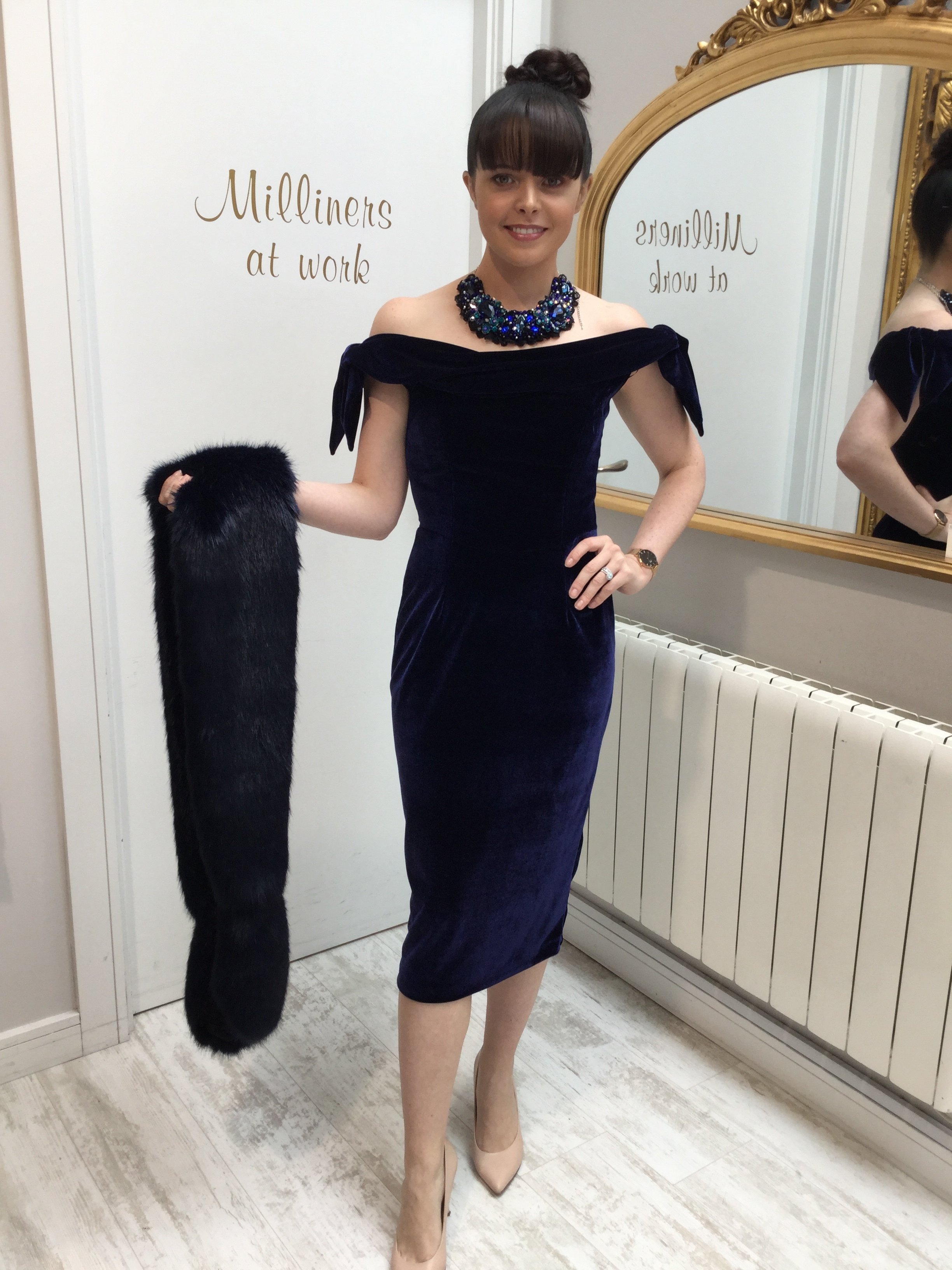 Tilly Dress in Navy Velvet