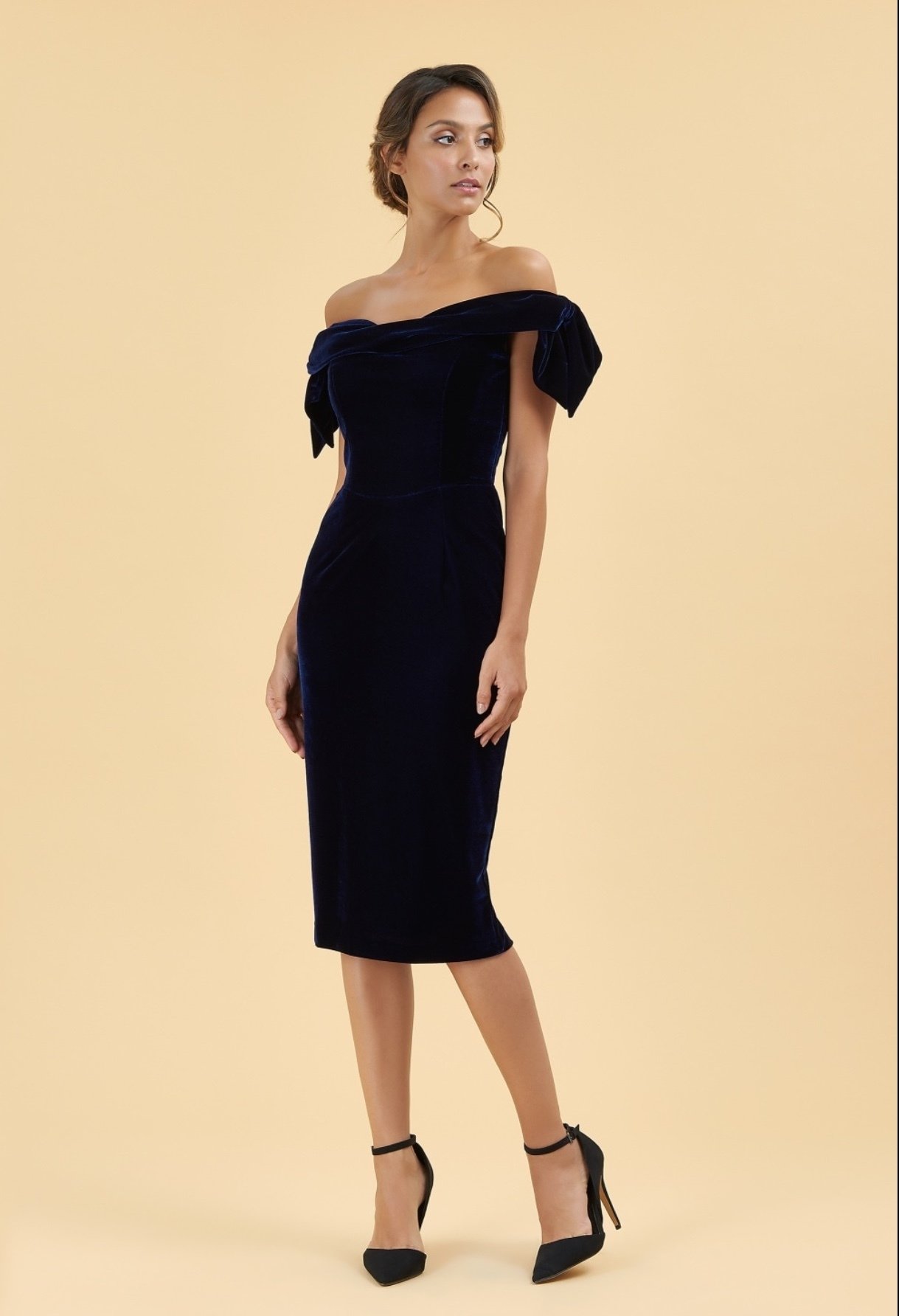 Tilly Dress in Navy Velvet