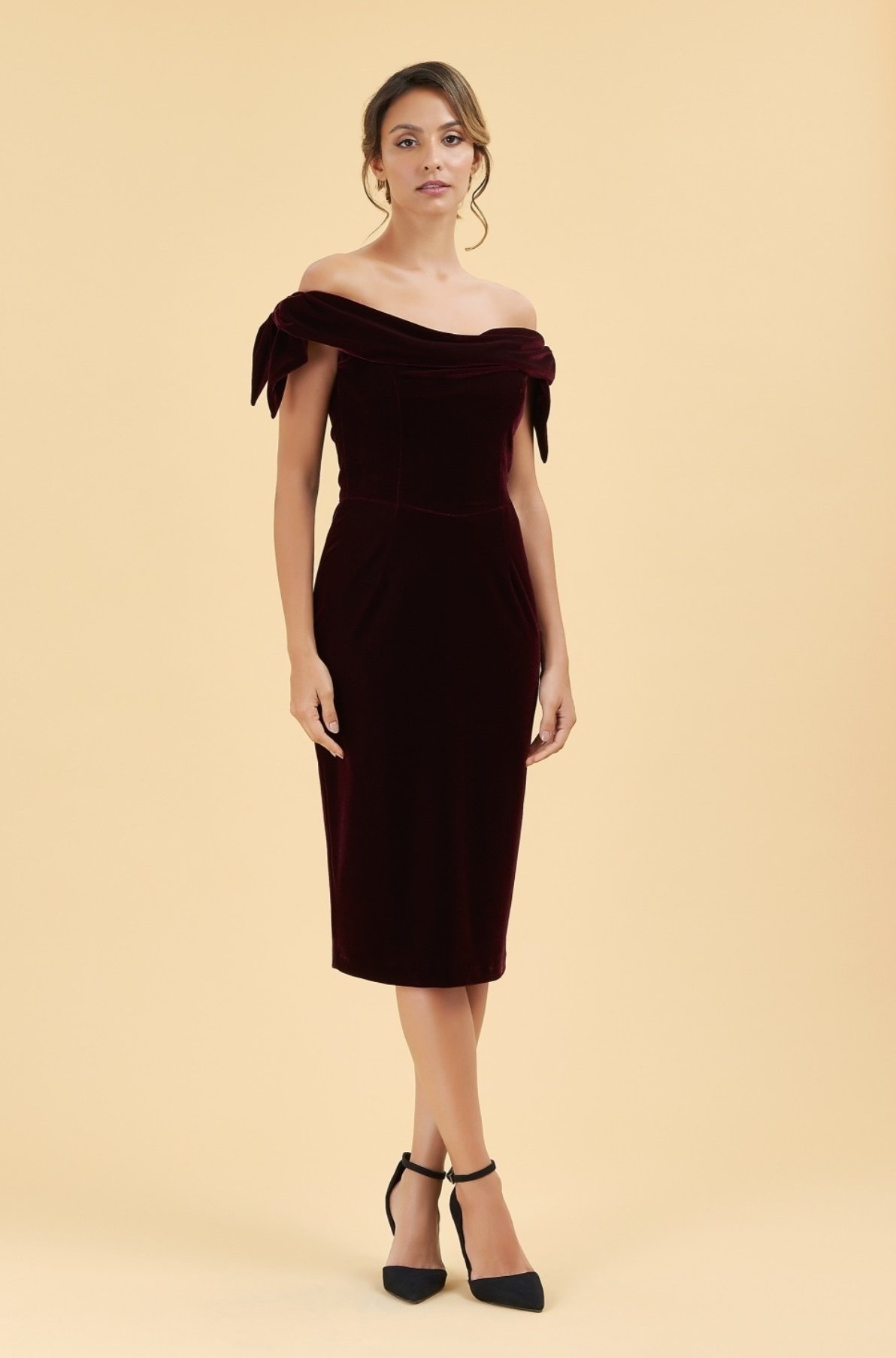 Tilly Dress in Bordeaux Velvet