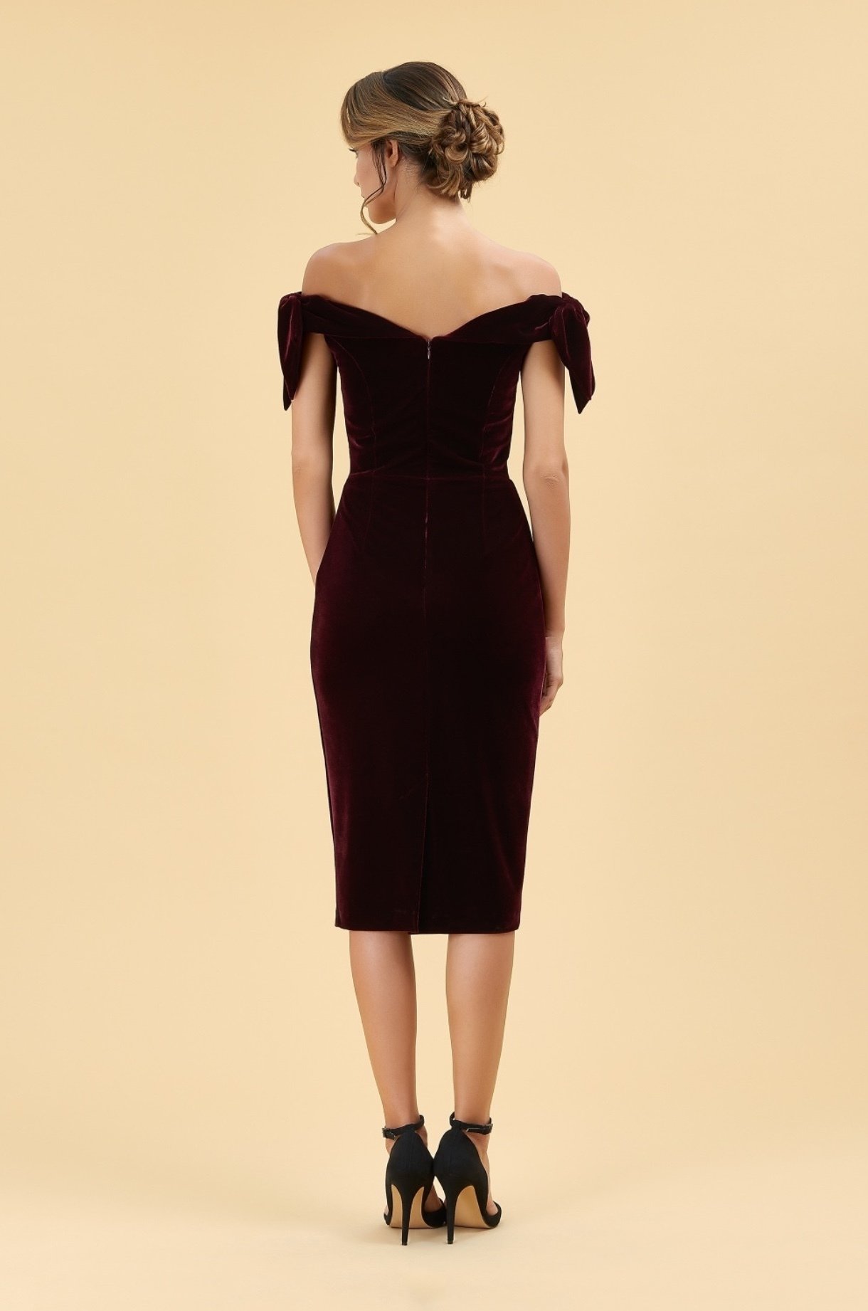 Tilly Dress in Bordeaux Velvet