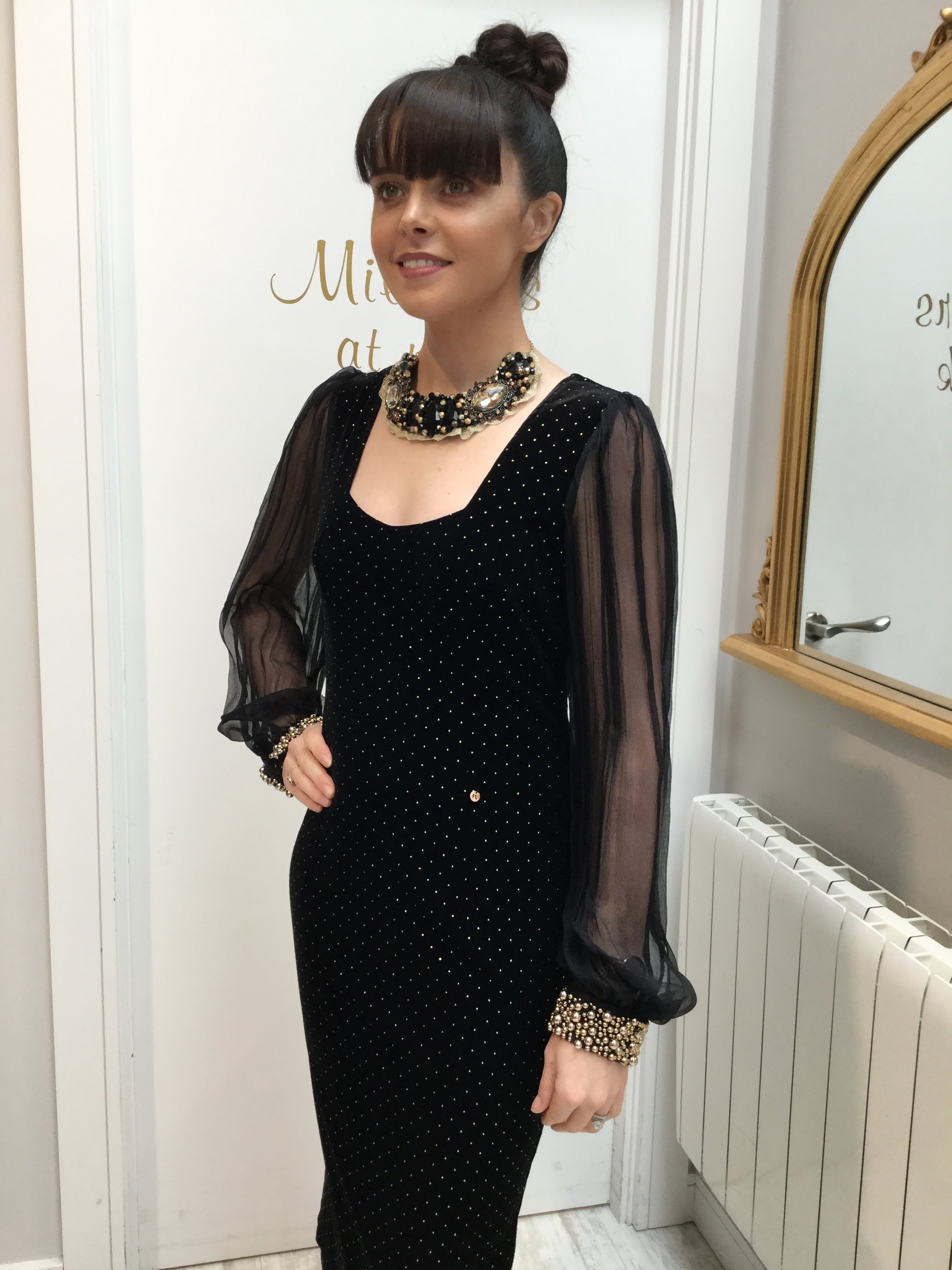 Bodycon Dress with Sheer Sleeves