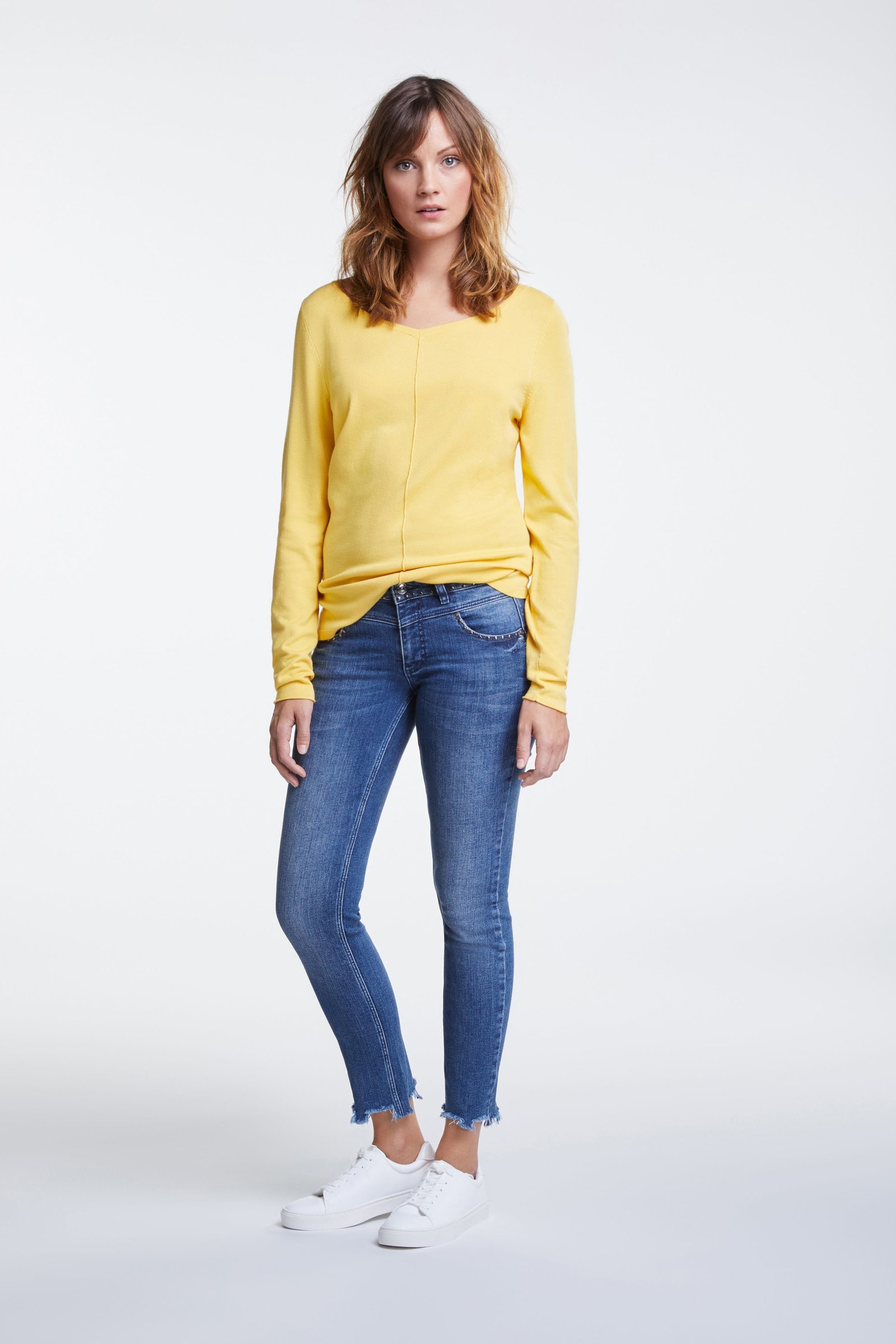 Yellow Elegant Knitted Sweater OUISWEATYEL