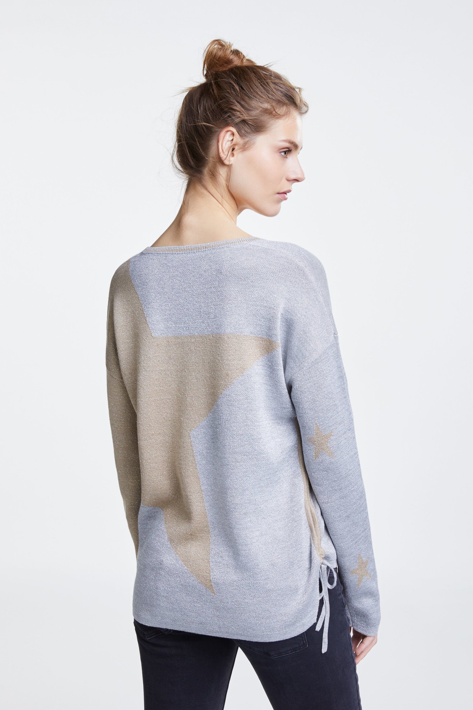 Fine Knit Sweater with Glittery Stars