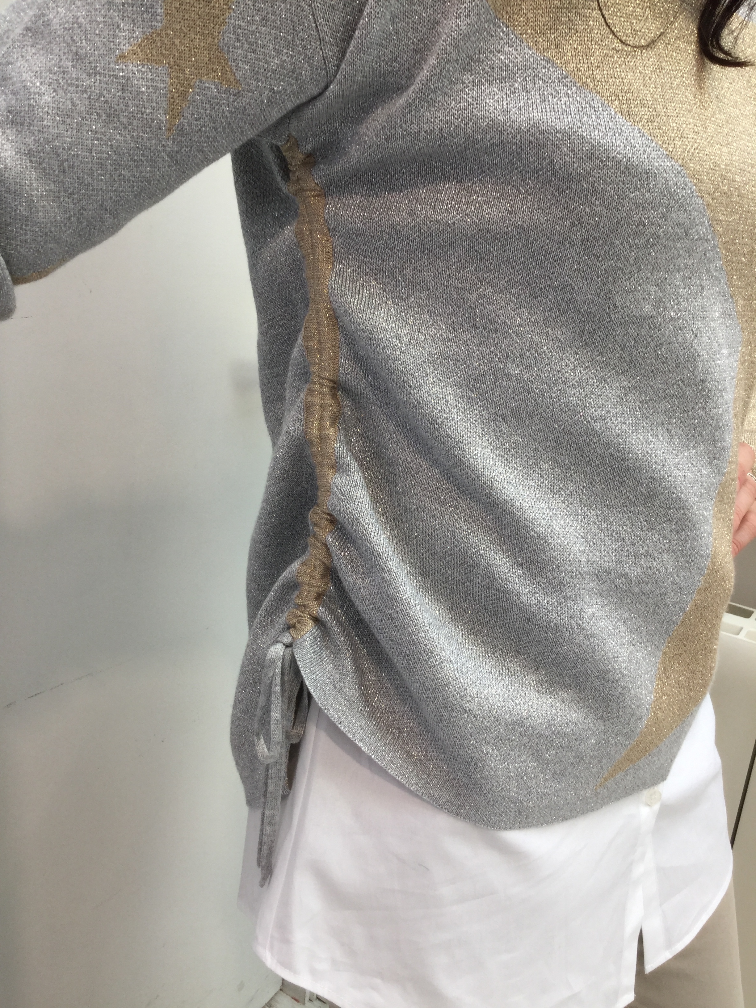 Fine Knit Sweater with Glittery Stars