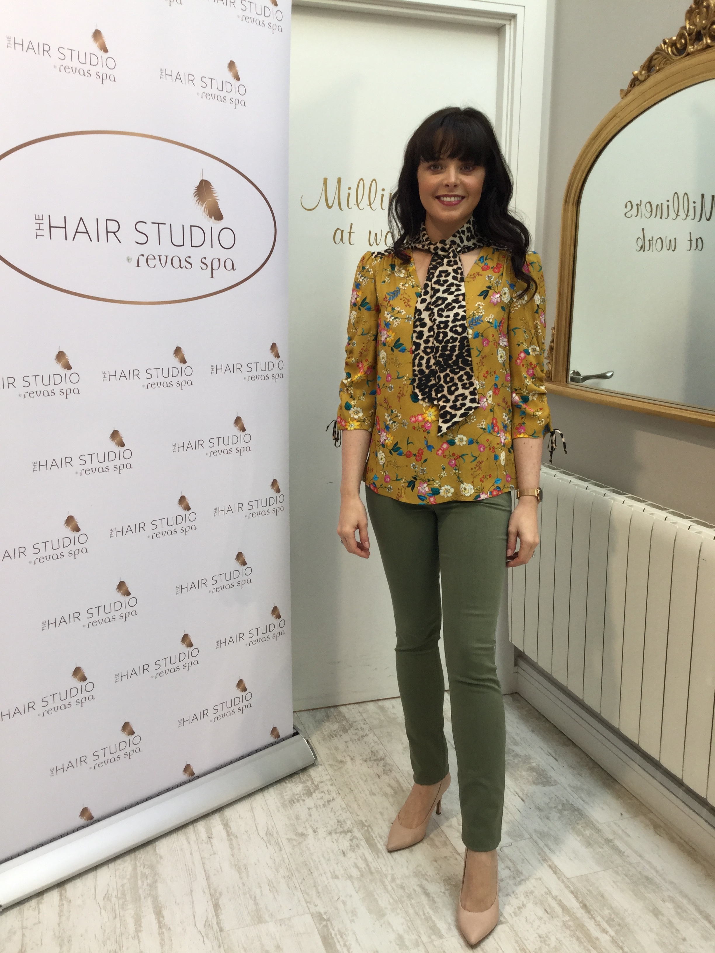 Flora meets Leopard Pussy Bow Blouse
