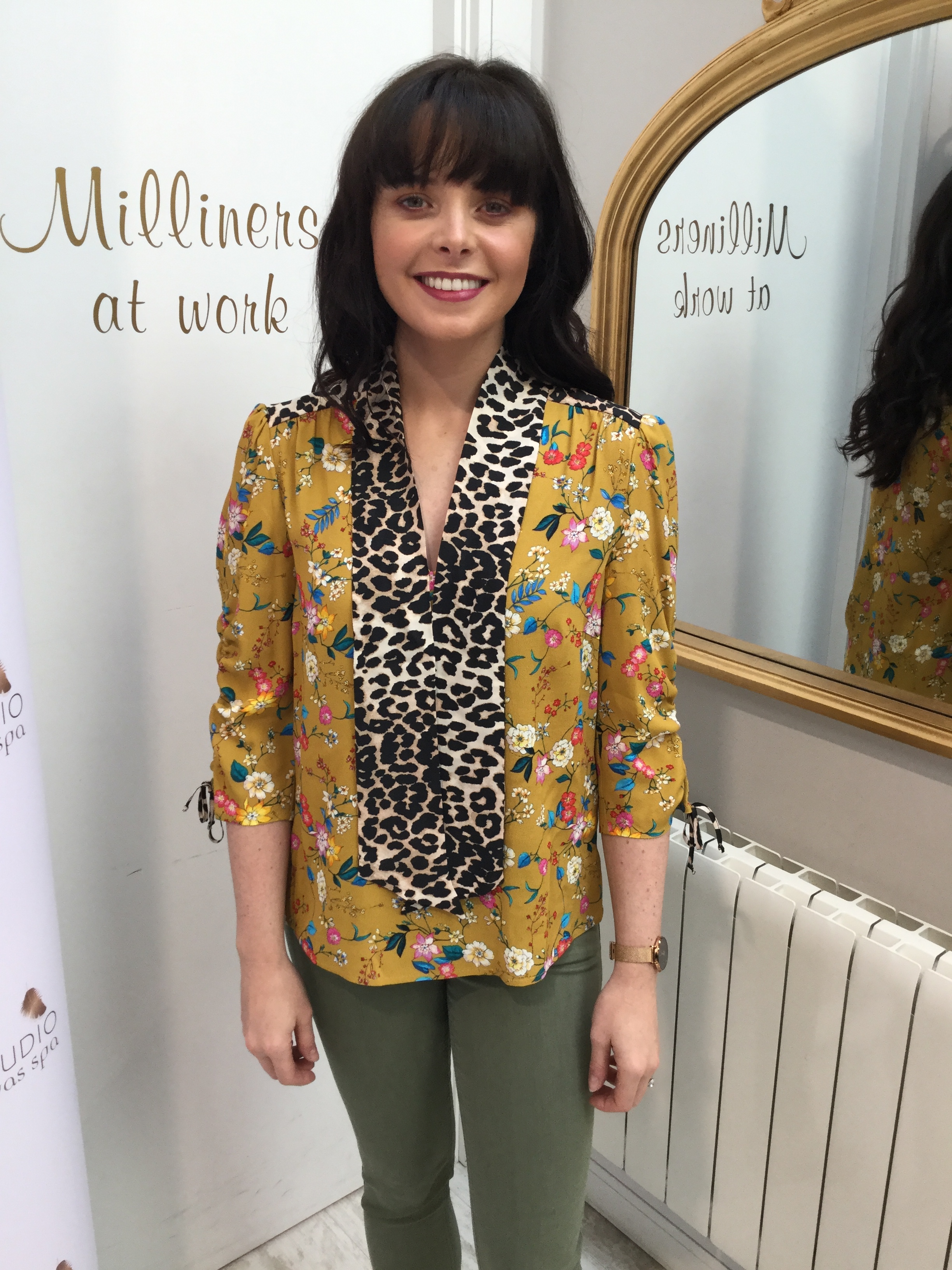 Flora meets Leopard Pussy Bow Blouse
