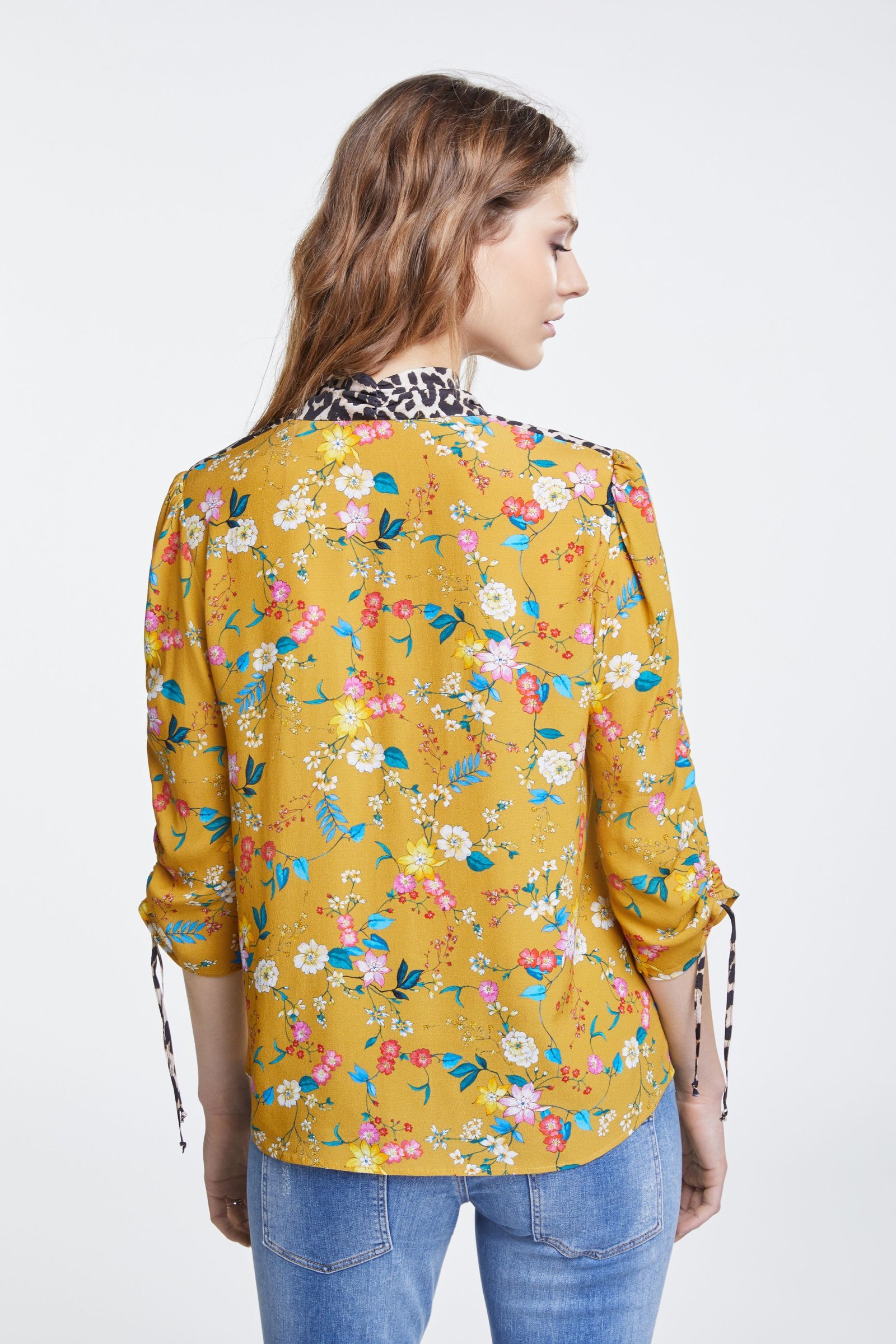 Flora meets Leopard Pussy Bow Blouse