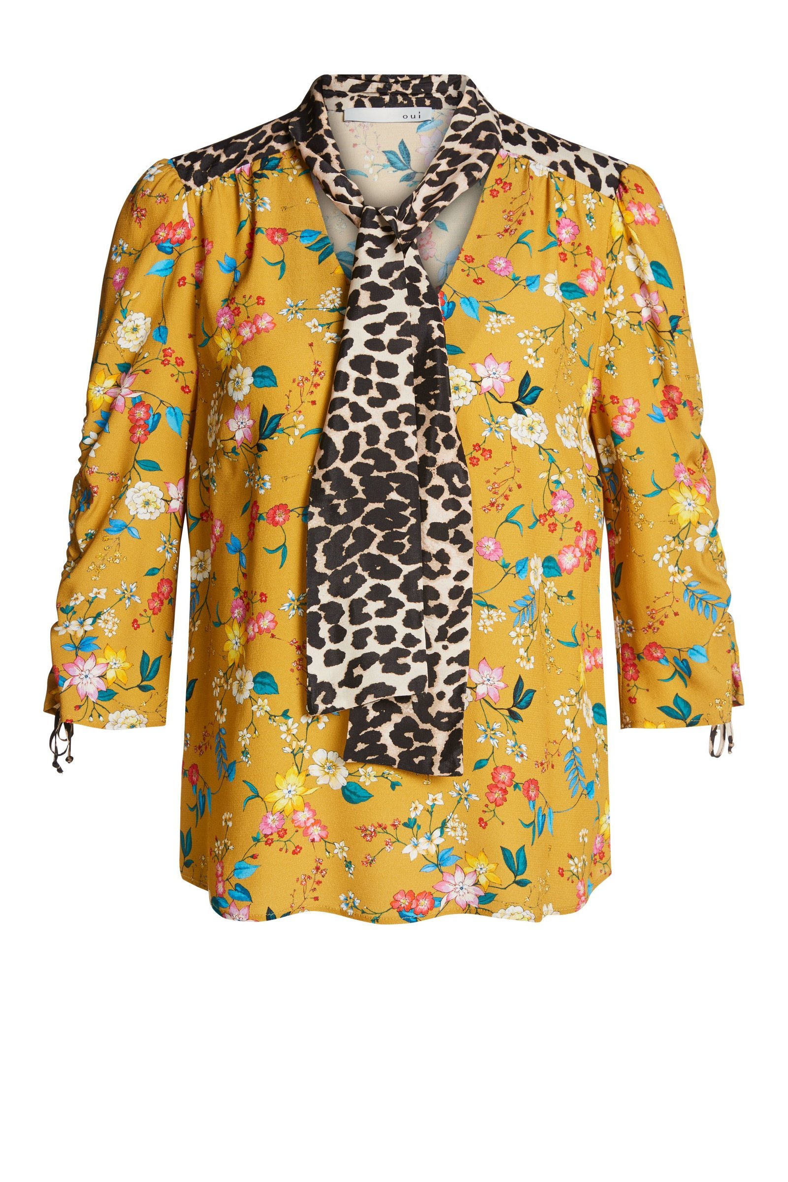 Flora meets Leopard Pussy Bow Blouse