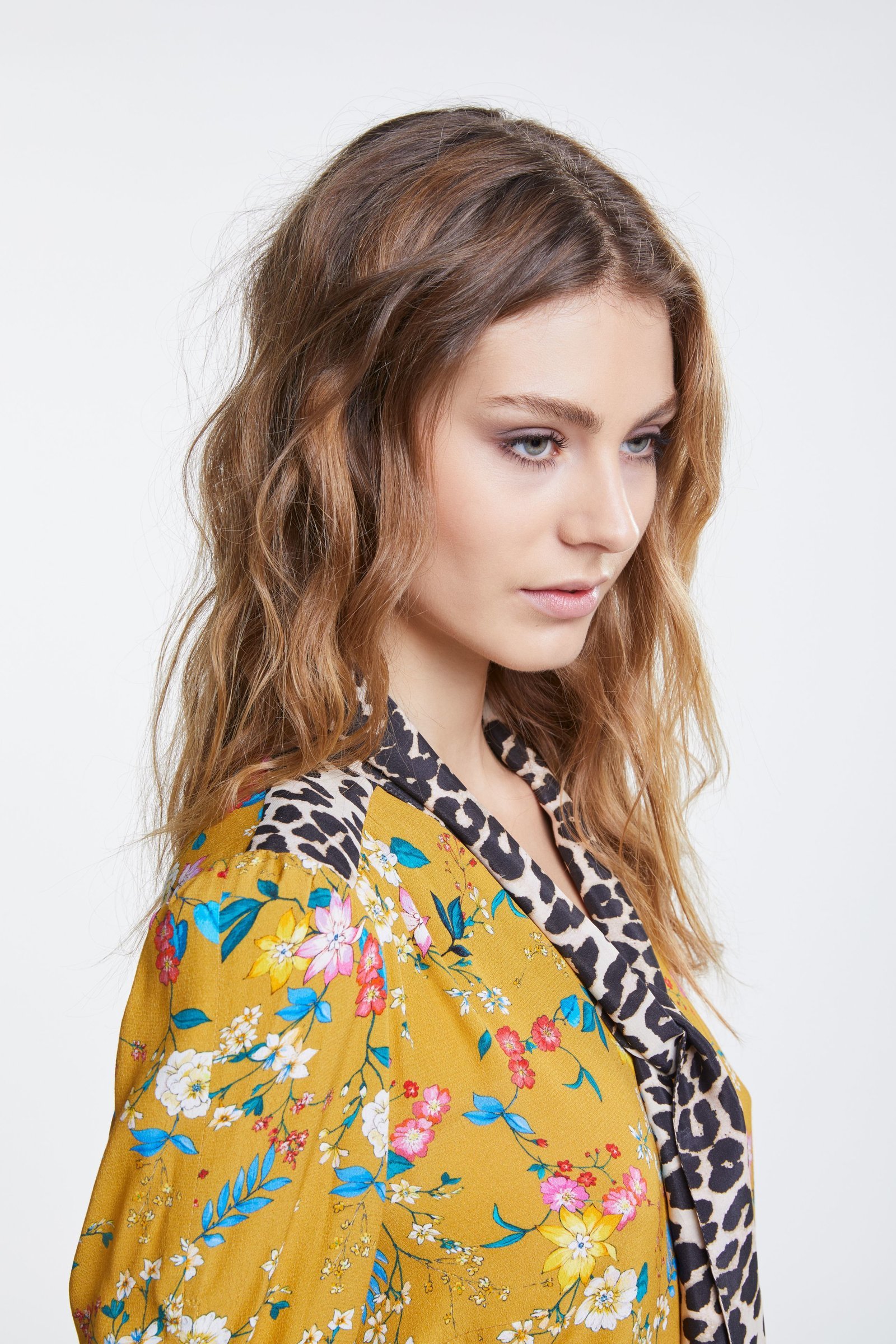 Flora meets Leopard Pussy Bow Blouse