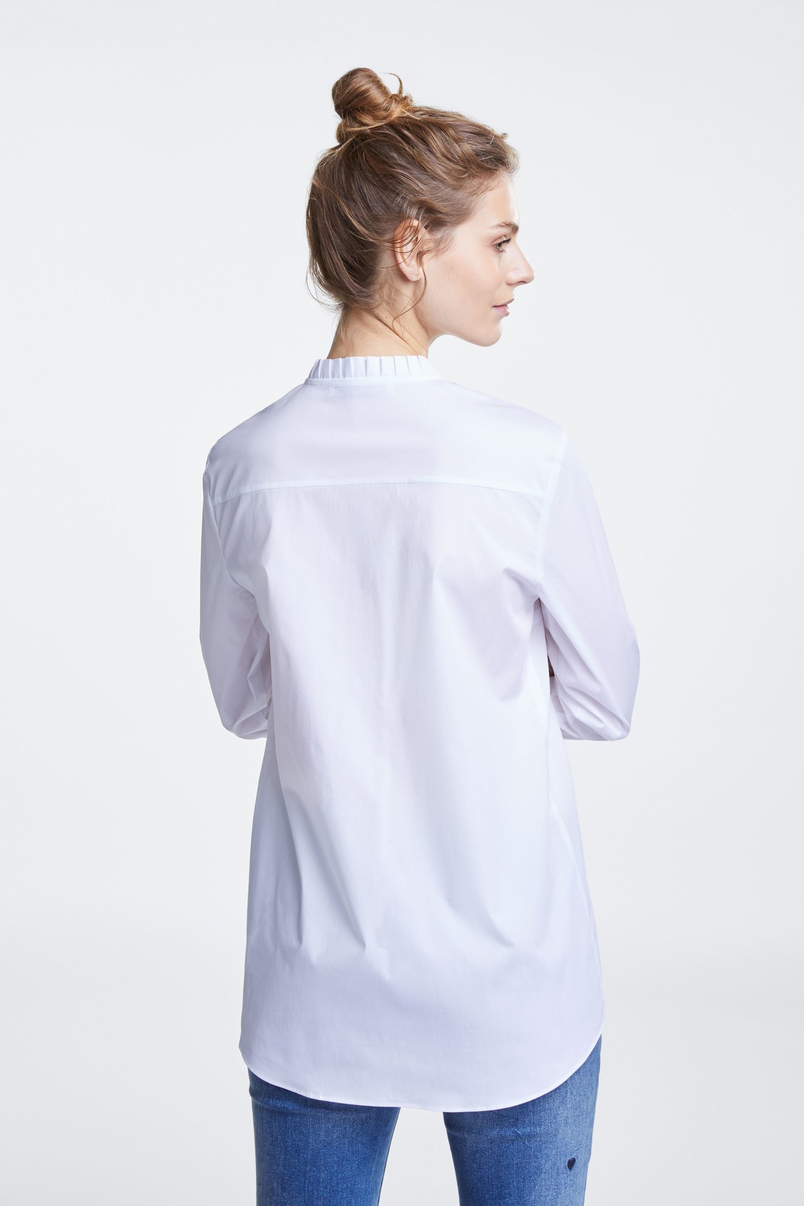 White Blouse with Frilly stand up Collar