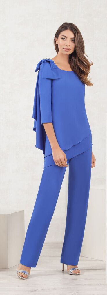 Blue Top and Wide Leg Trouser