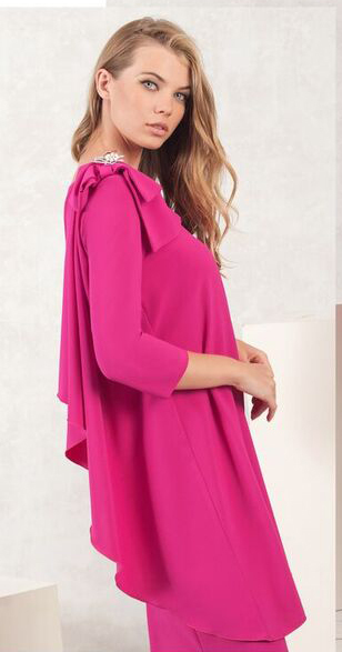 Pink Shift Dress with Bow on Shoulder