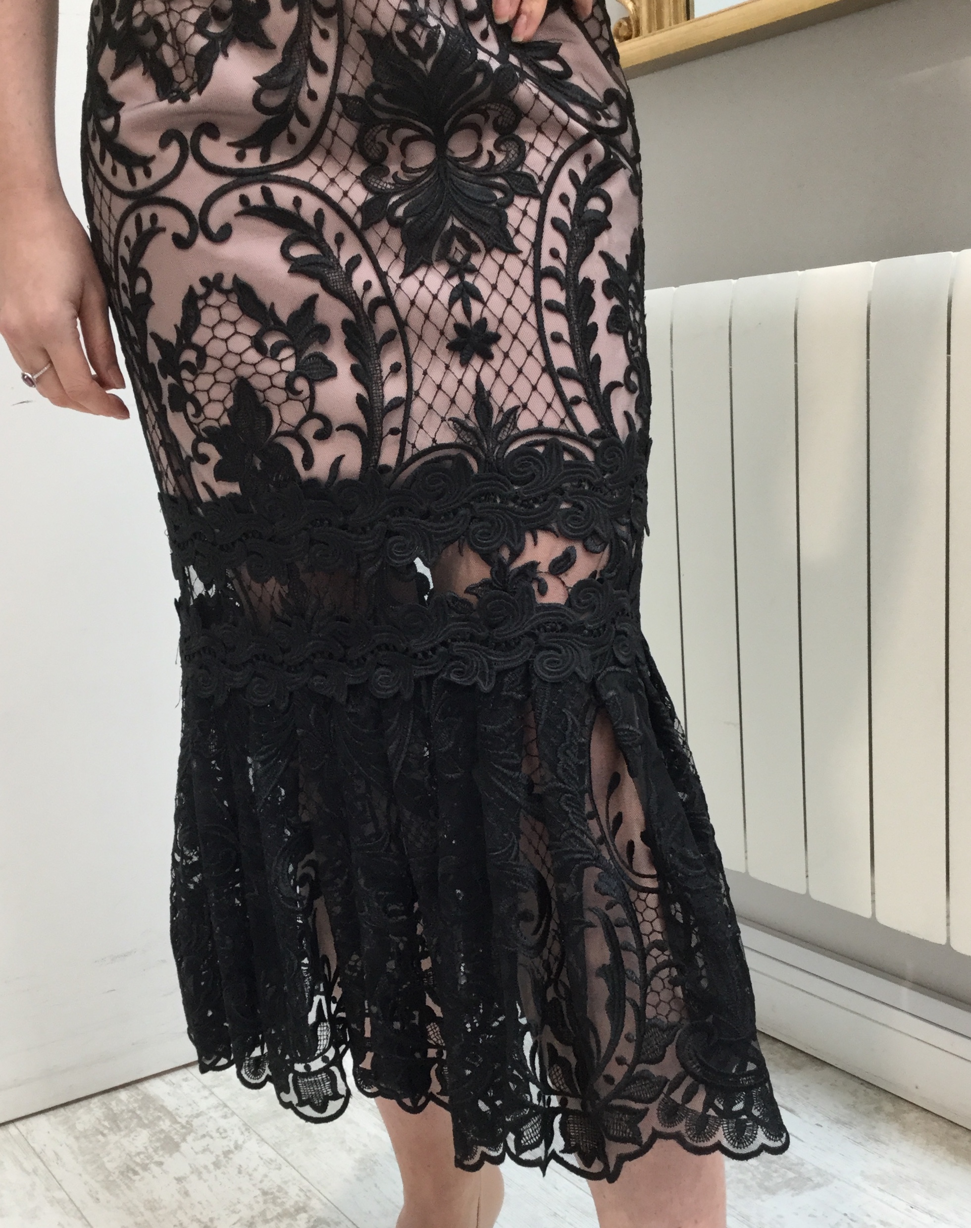 Black Lace dress with Rose Pink Lining