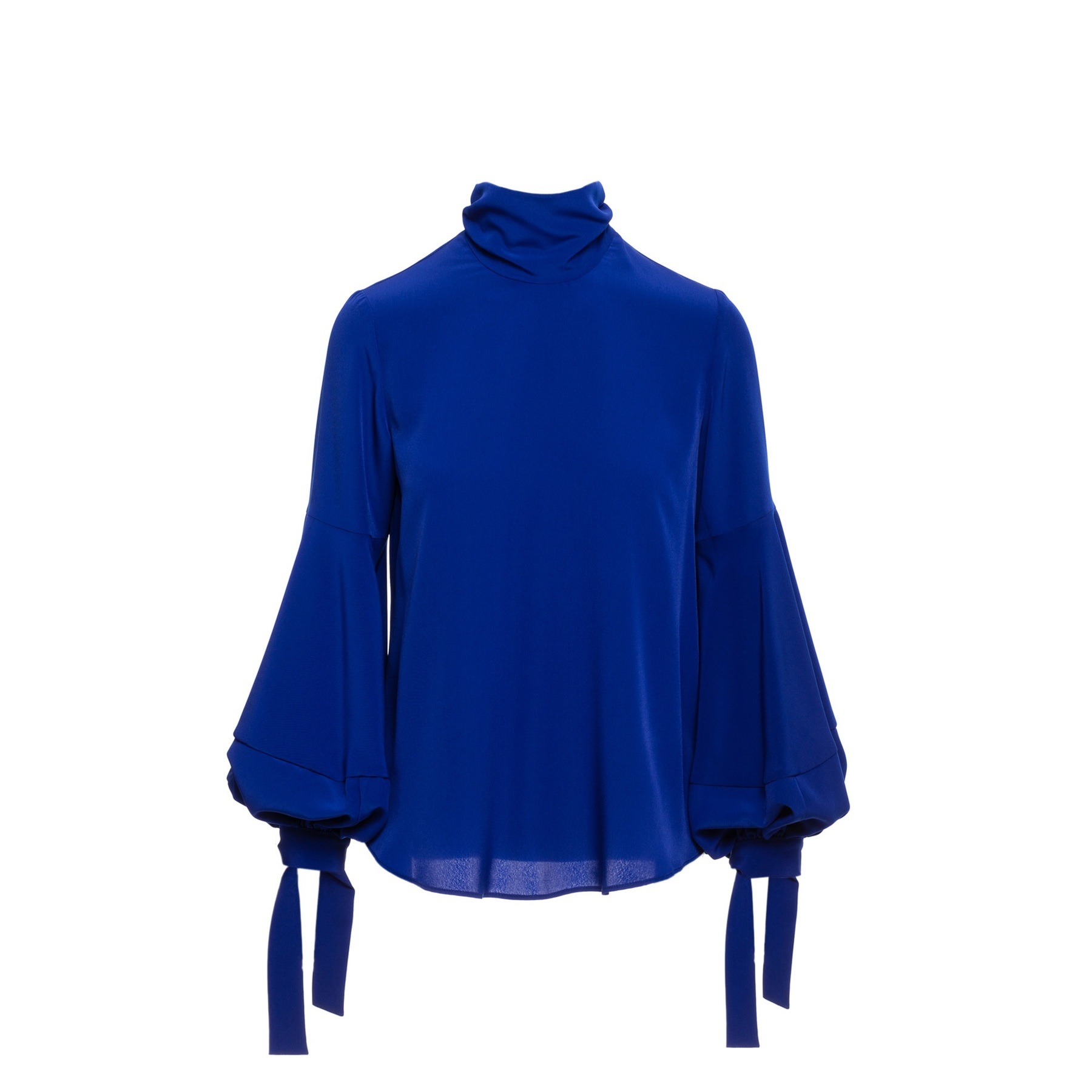 Blue Polo Top with Balloon Sleeves
