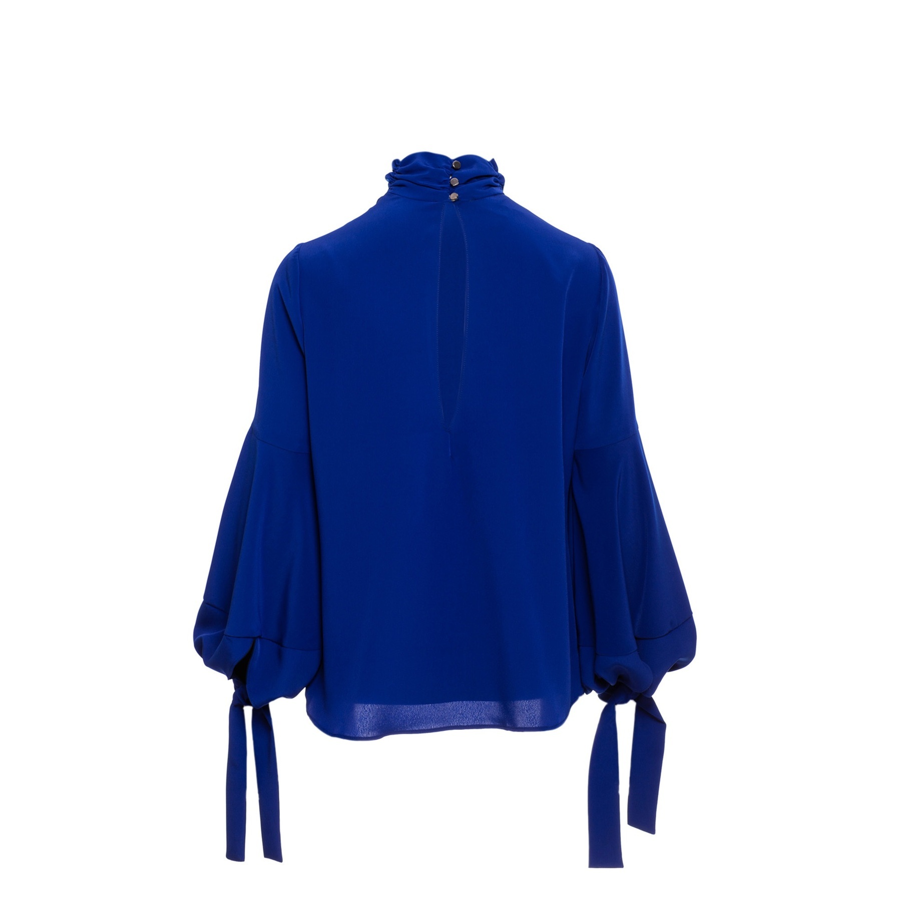 Blue Polo Top with Balloon Sleeves