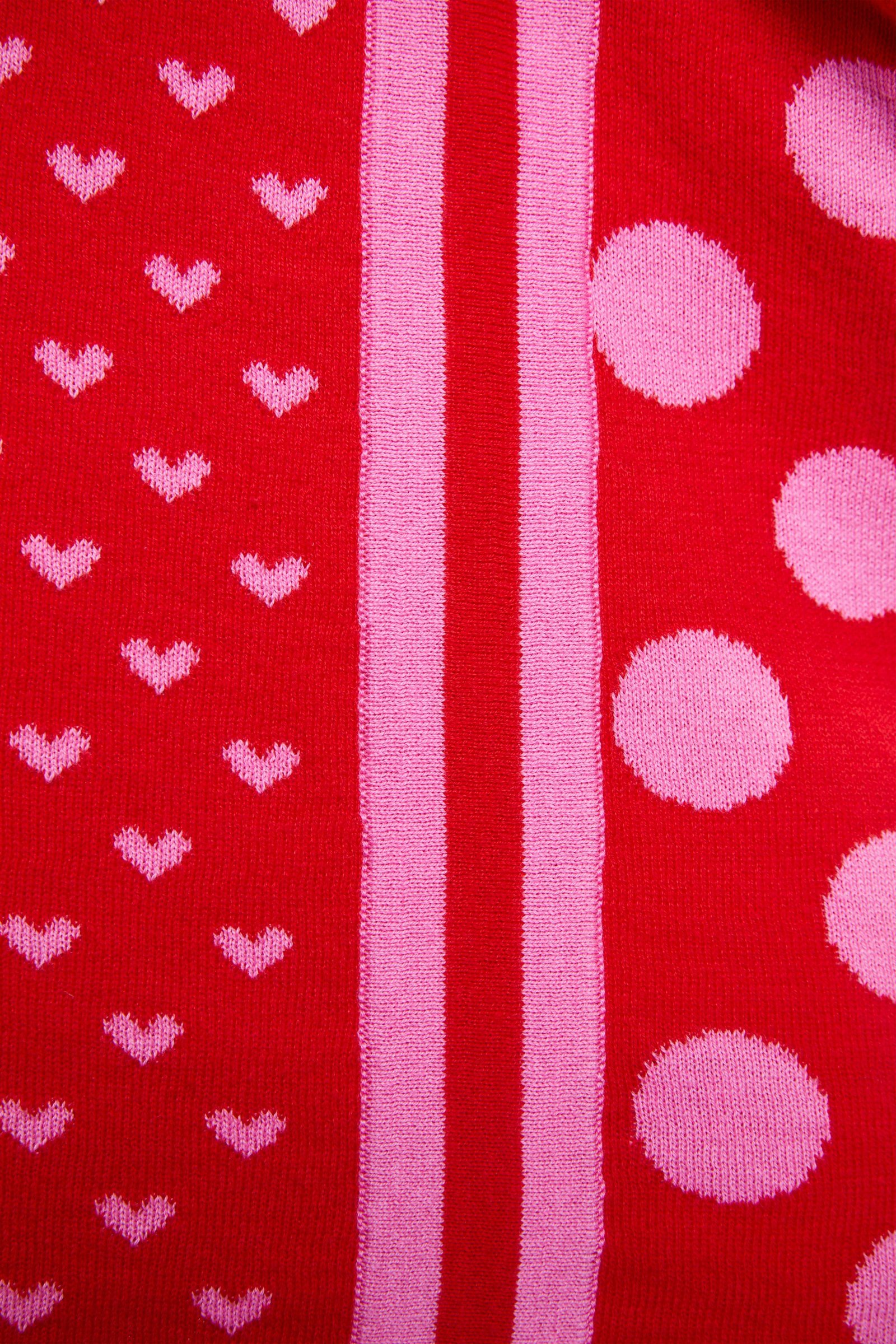 Reversible Pink and Red Knit Cardi with Hood