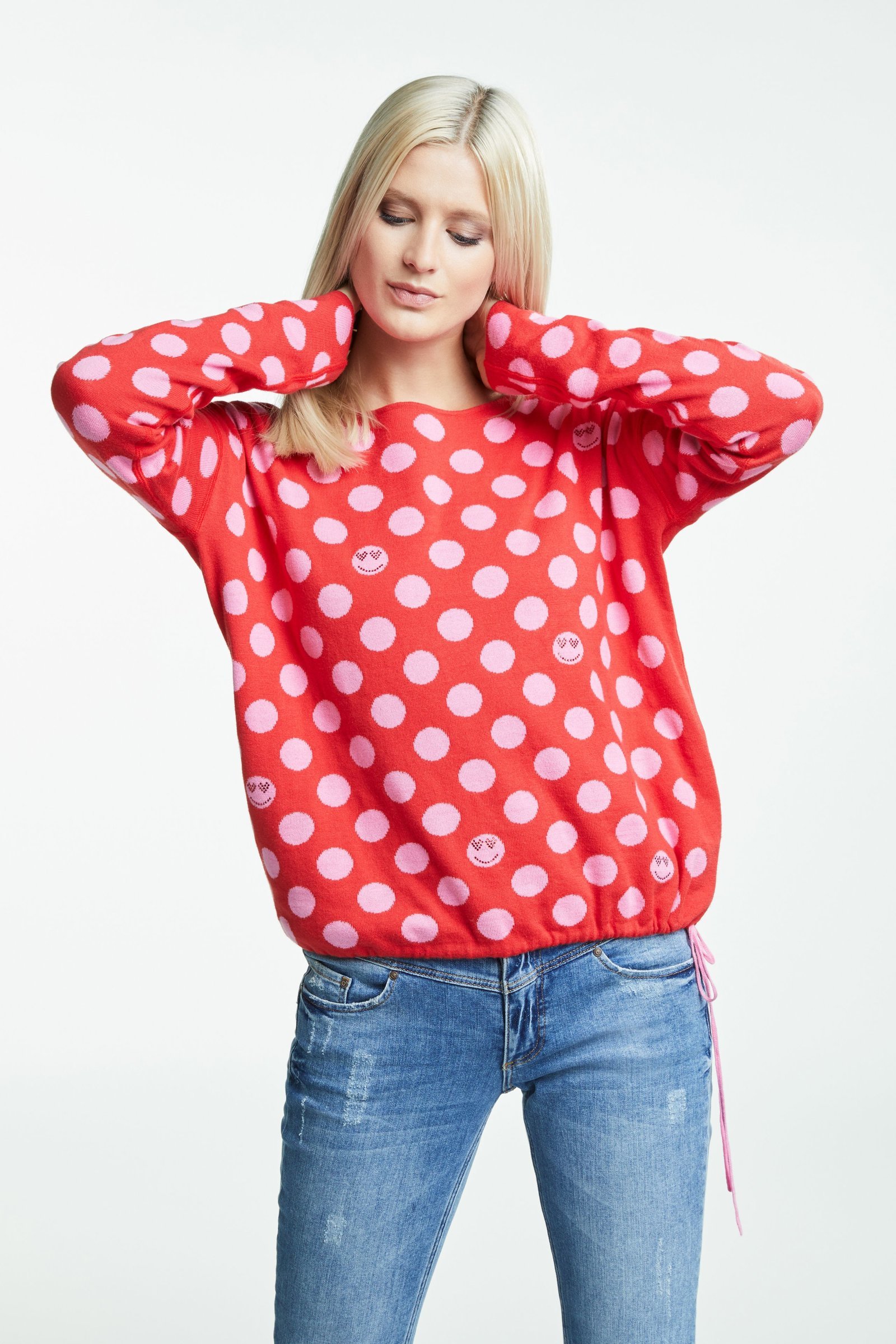 Reversible Red and Pink Polka Dot Sweater