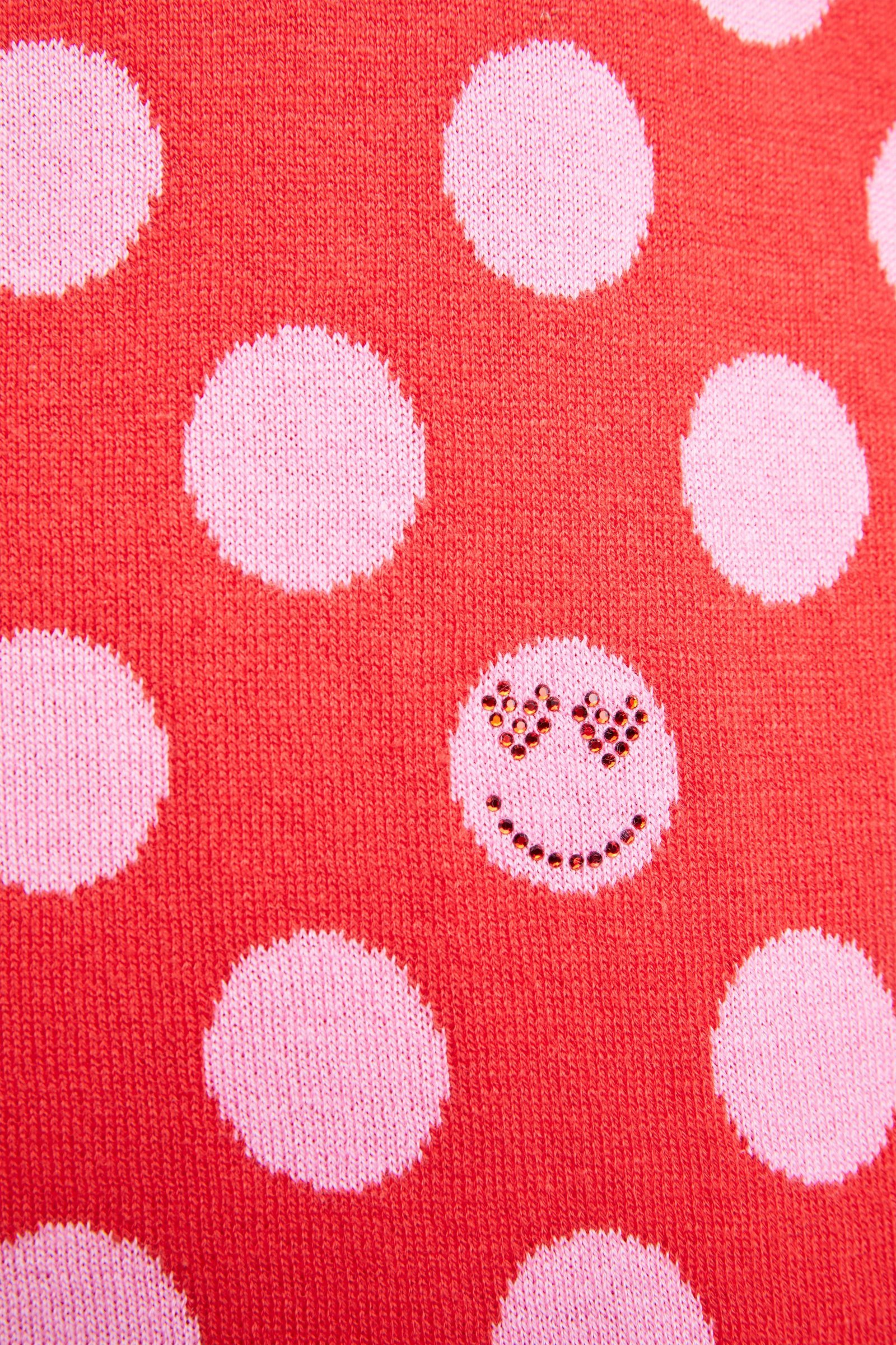 Reversible Red and Pink Polka Dot Sweater