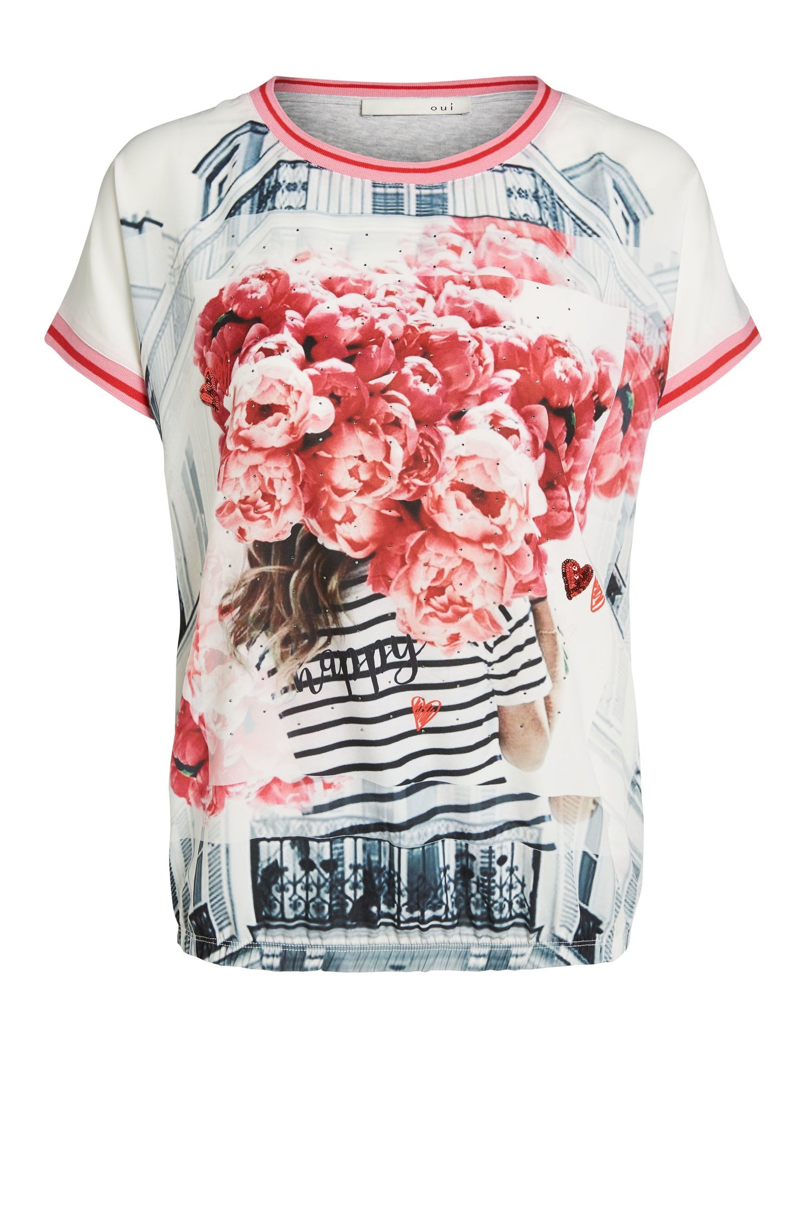 Floral Tshirt with Silk-Feel Front and Cotton Back