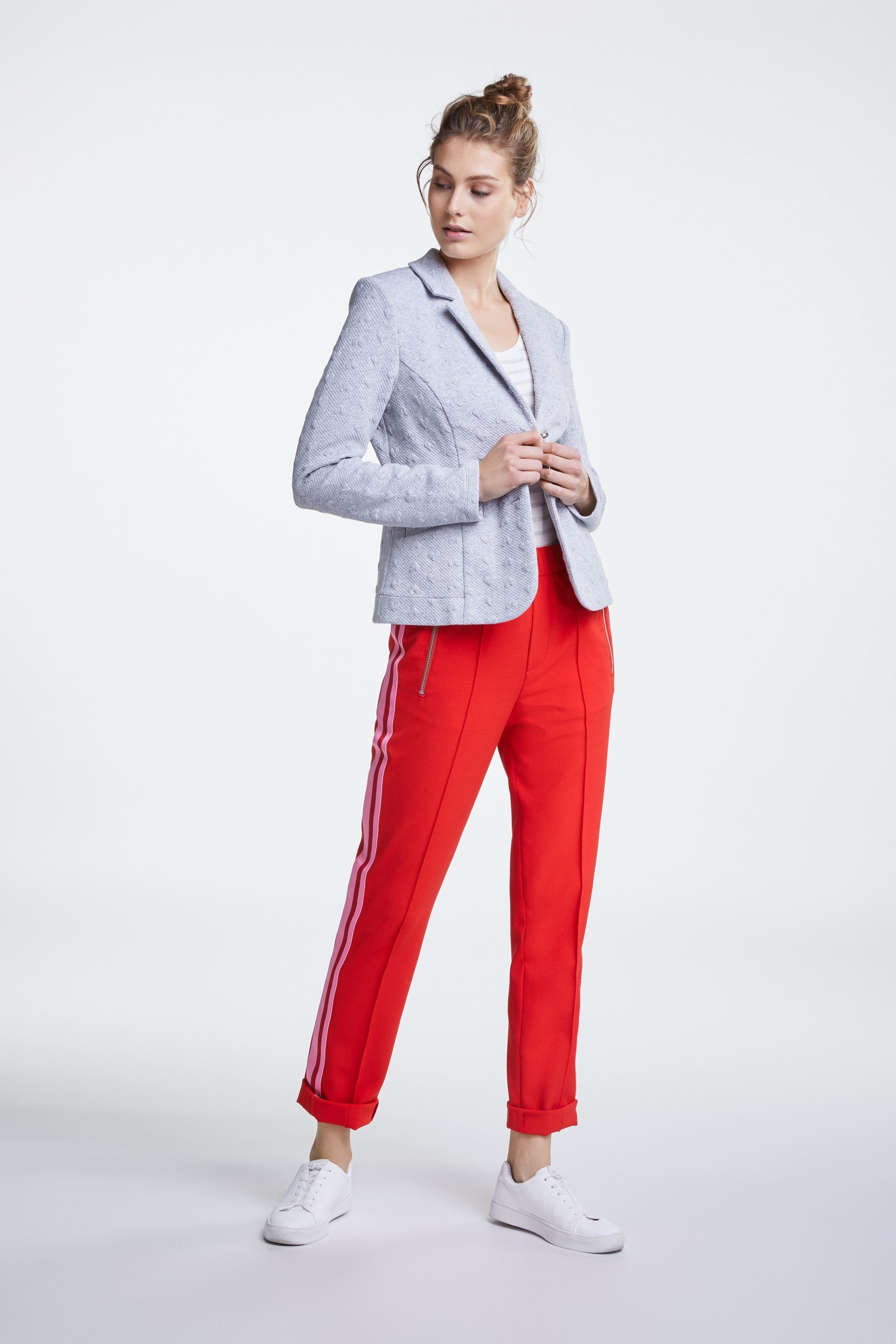 Grey Heart Embossed Soft Grey Blazer OUI65037