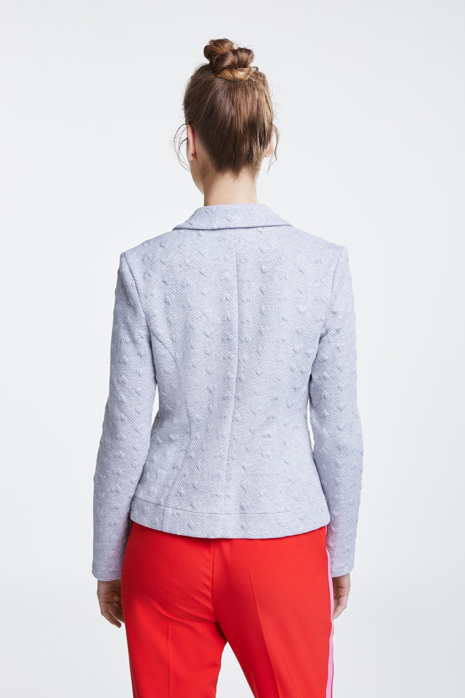 Grey Heart Embossed Soft Grey Blazer
