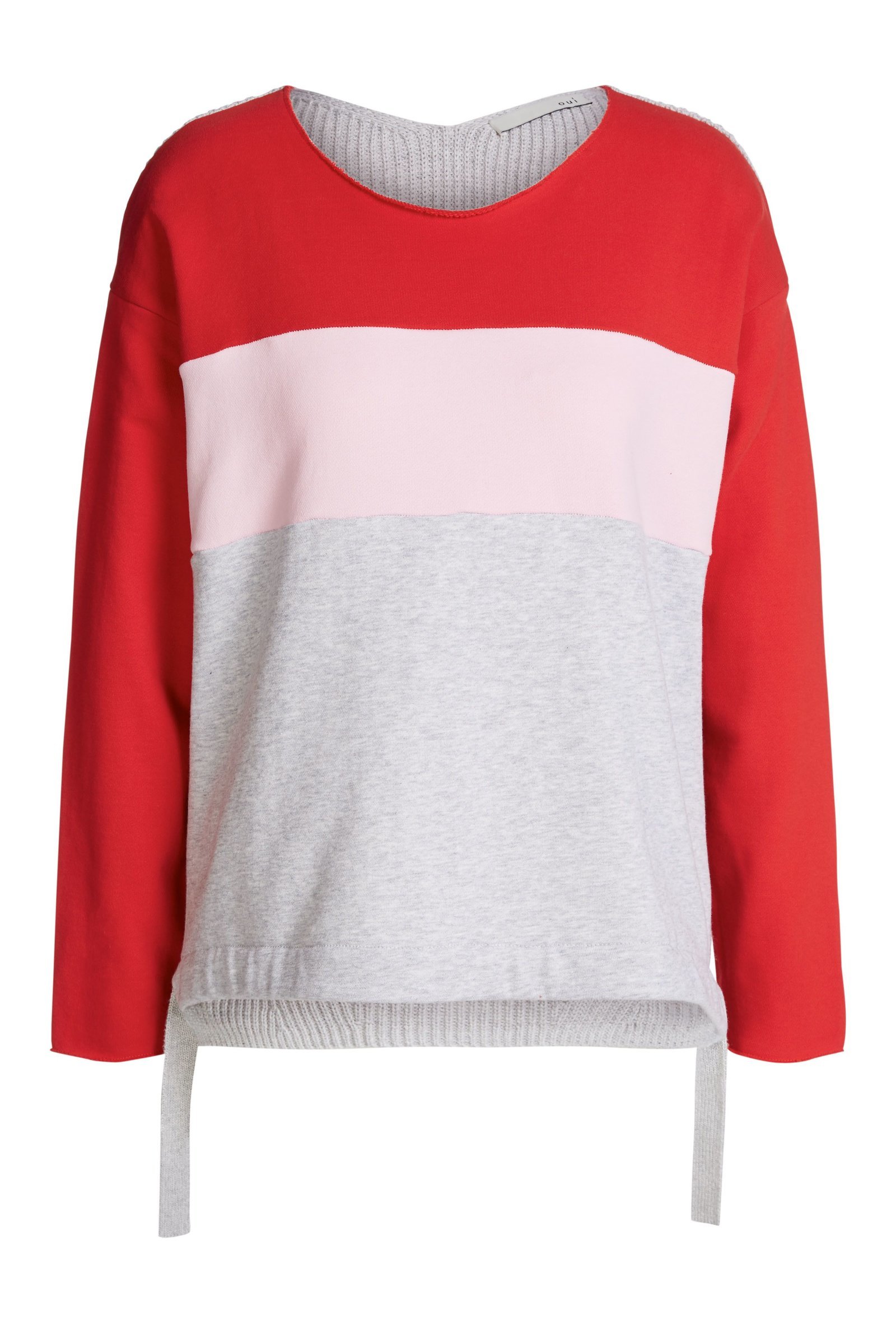 Colour Blocking Sweater with Red, Pink and Grey