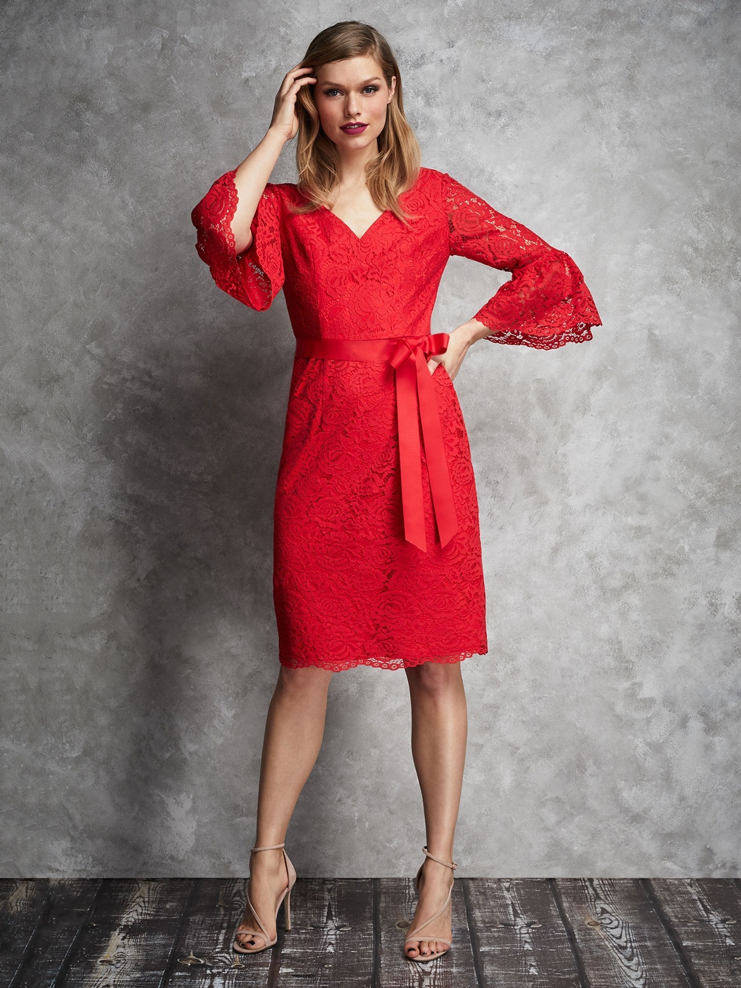 Lace Dress Red Detail GBDRSRR3124