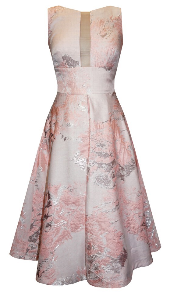 Pink, Ivory and Silver Fit and Flare Dress