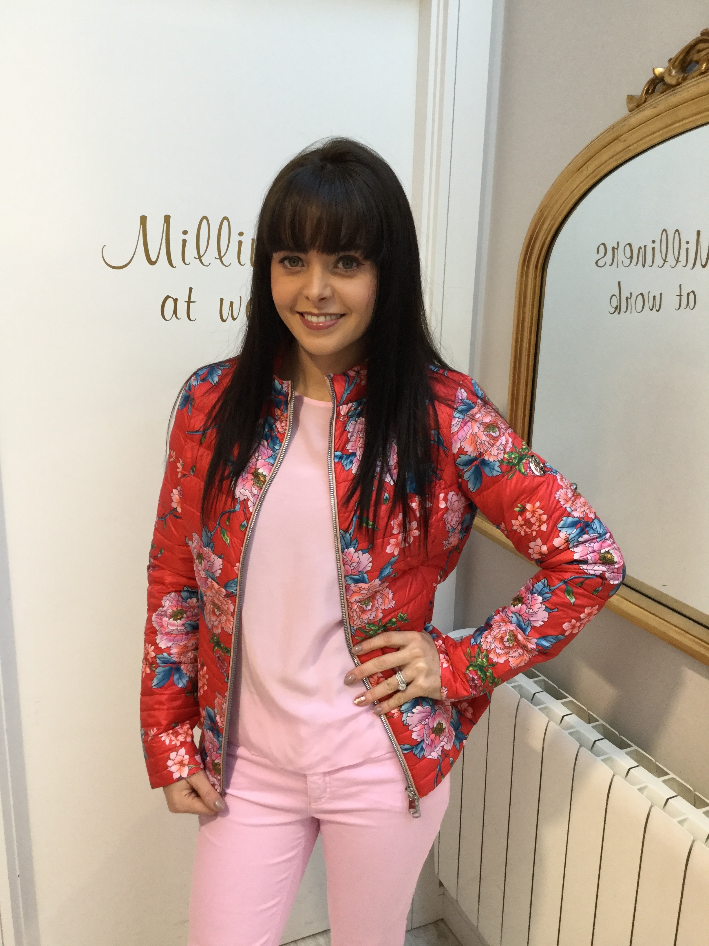 Floral Puffa Jacket with Red, Pink and Blue