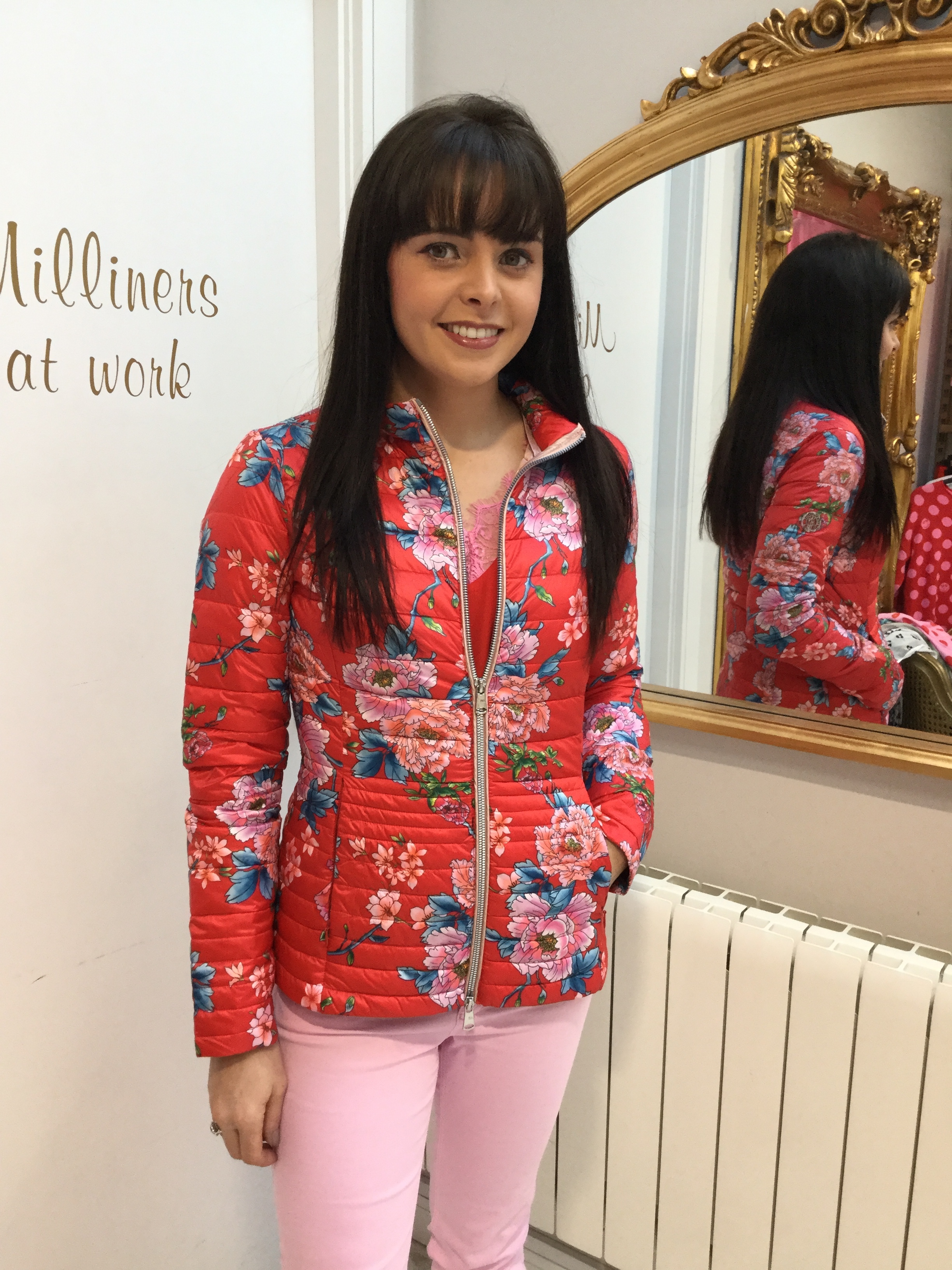 Floral Puffa Jacket with Red, Pink and Blue BEAU191FLORAL