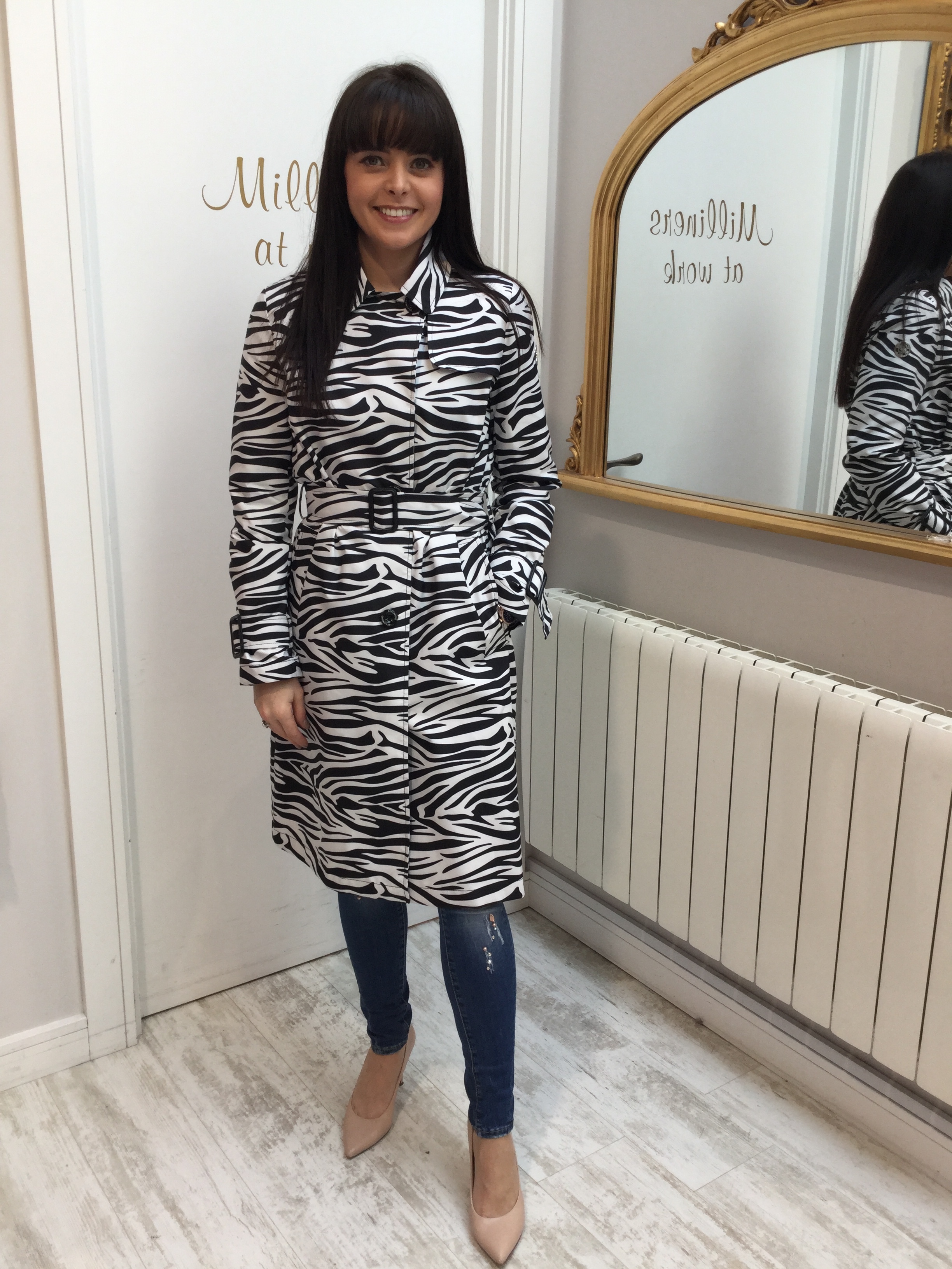 Zebra Print Rain Jacket with Belt