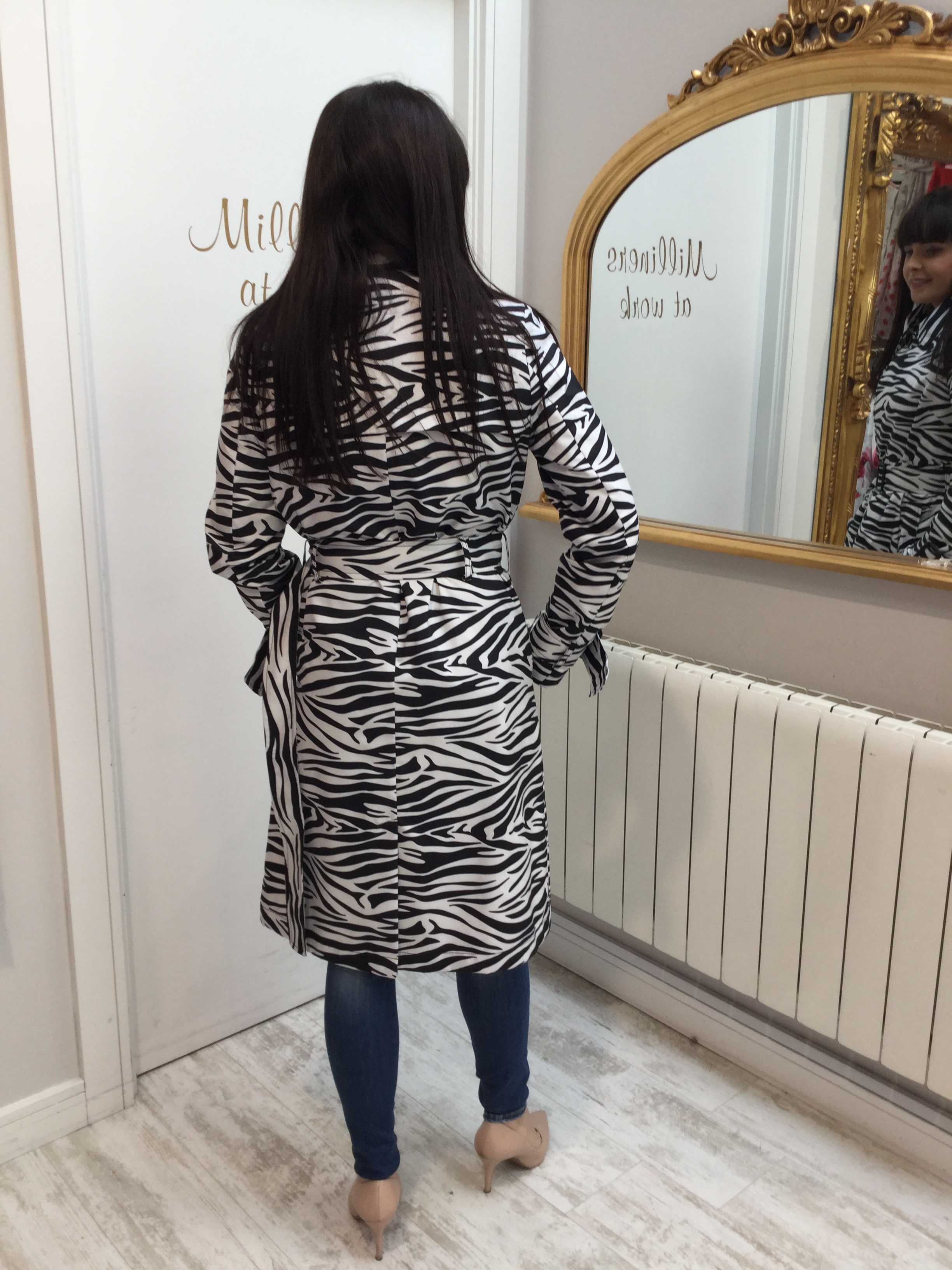 Zebra Print Rain Jacket with Belt