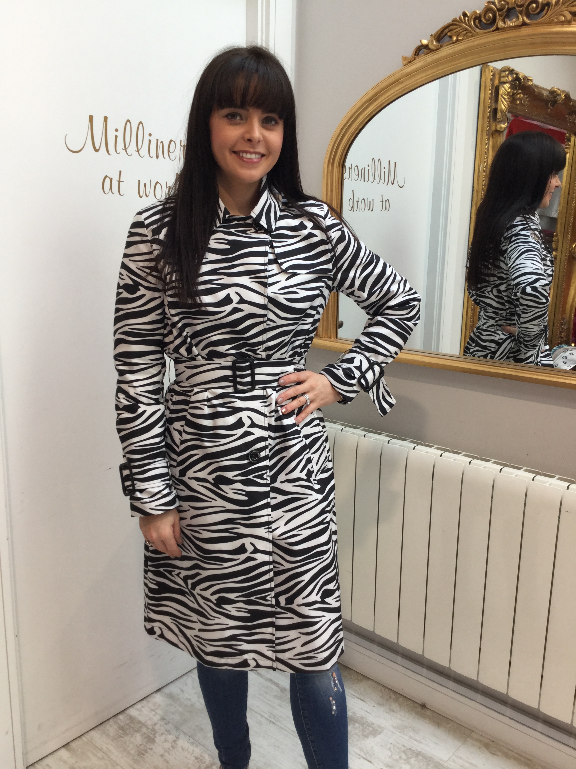 Zebra Print Rain Jacket with Belt