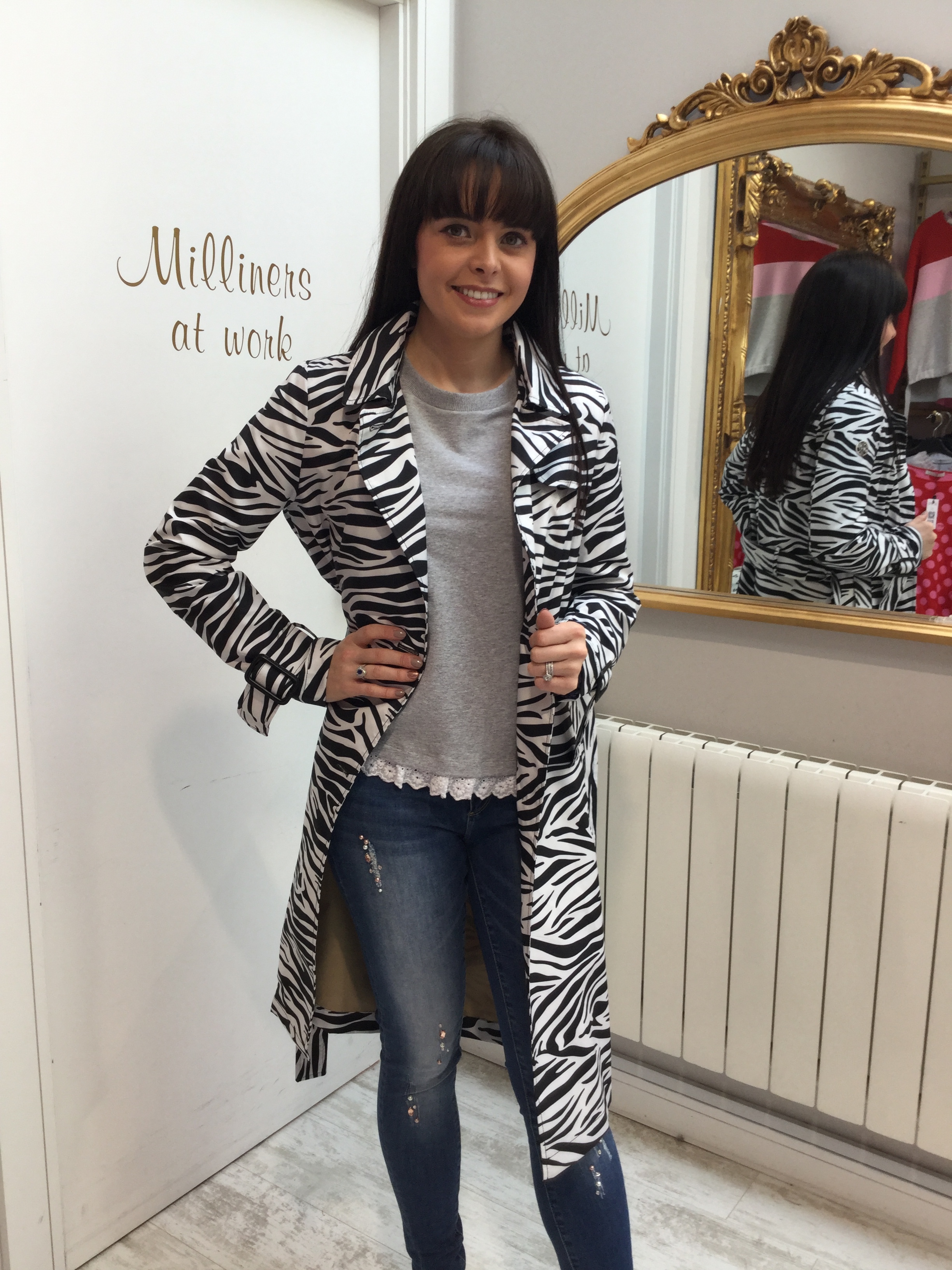 Zebra Print Rain Jacket with Belt BEAU68191