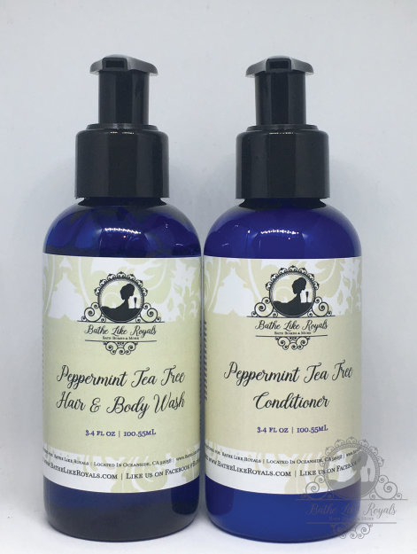 Peppermint Tea Tree Shampoo & Conditioner Set - 3.4oz - Vegan EW-PTT-Set
