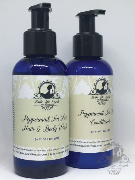 Peppermint Tea Tree Shampoo & Conditioner Set - 3.4oz - Vegan