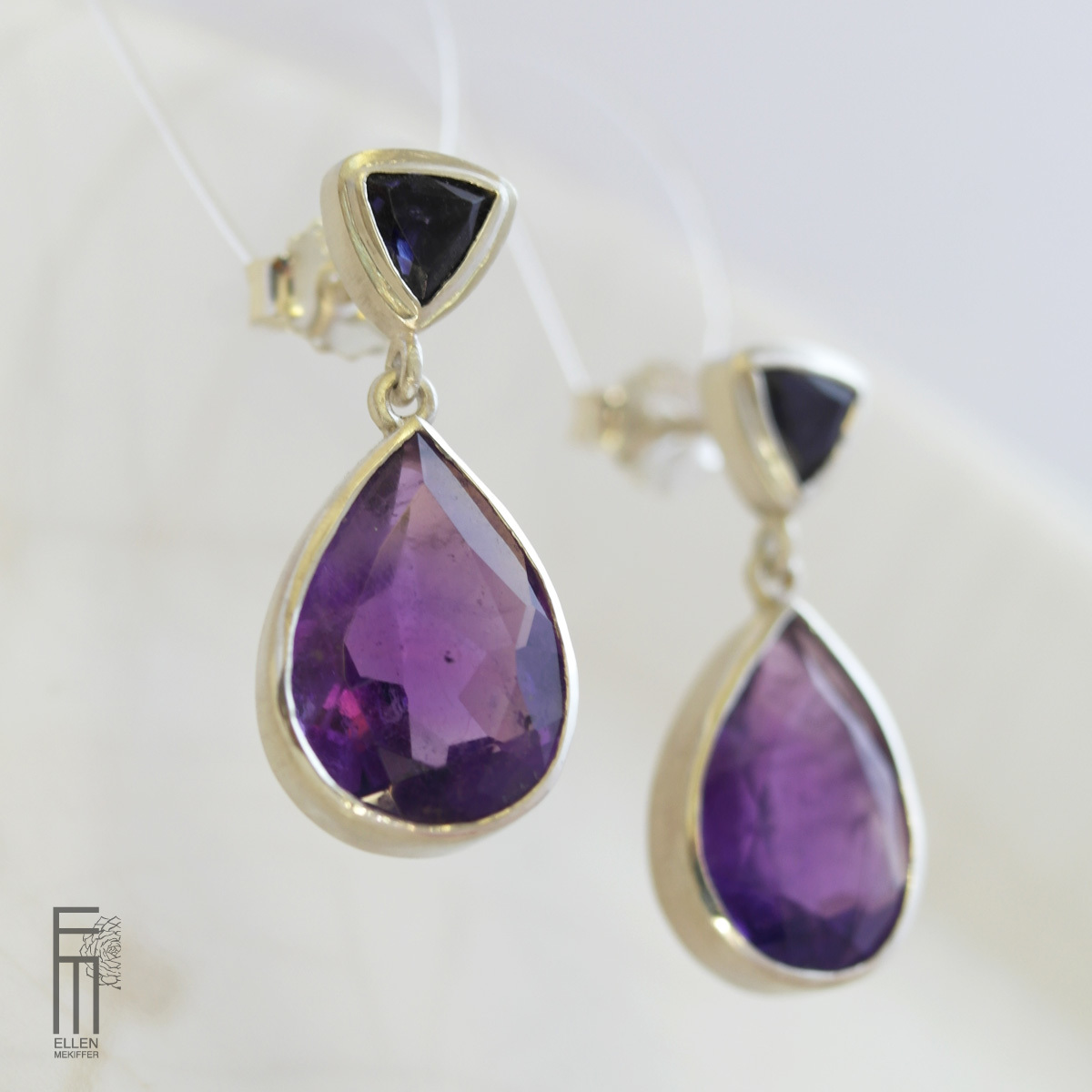 GOTA AMATISTA - Ohrringe mit Amethyst und Iolith- pendientes con amatista y iolita pendiente amatista iolita