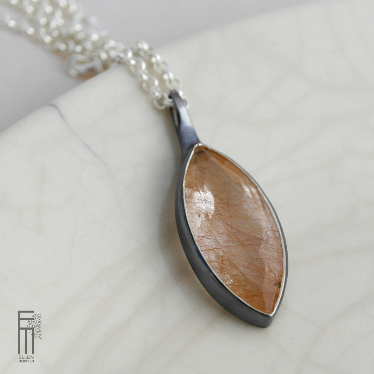 RUTILADO COBRE - Kettenanhänger mit Rutilquarz - colgante con cuarzo rutilado colgante plata cuarzo rutilado