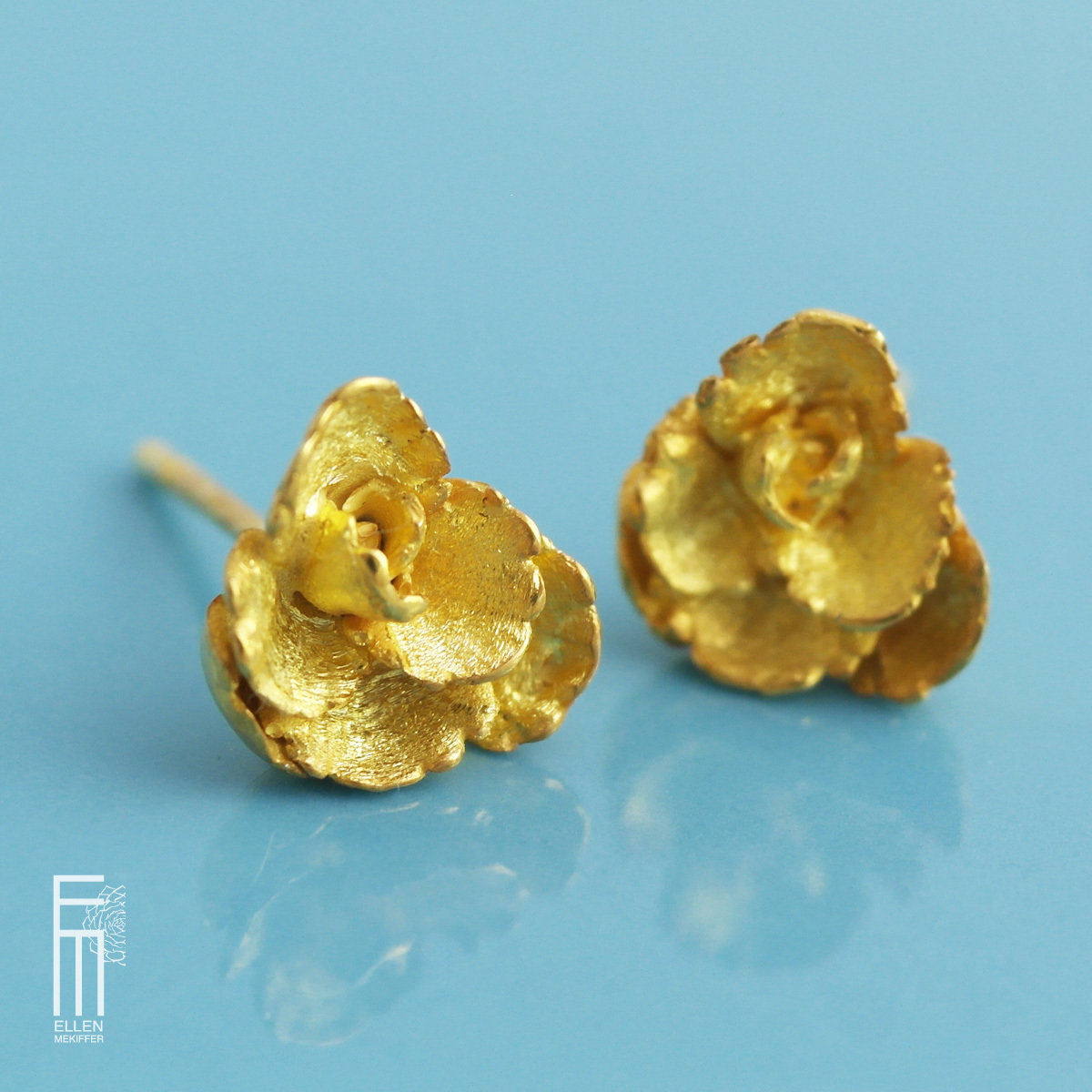 FLORAL - vergoldete Silberohrringe - pendientes con baño de oro floral peq. oro