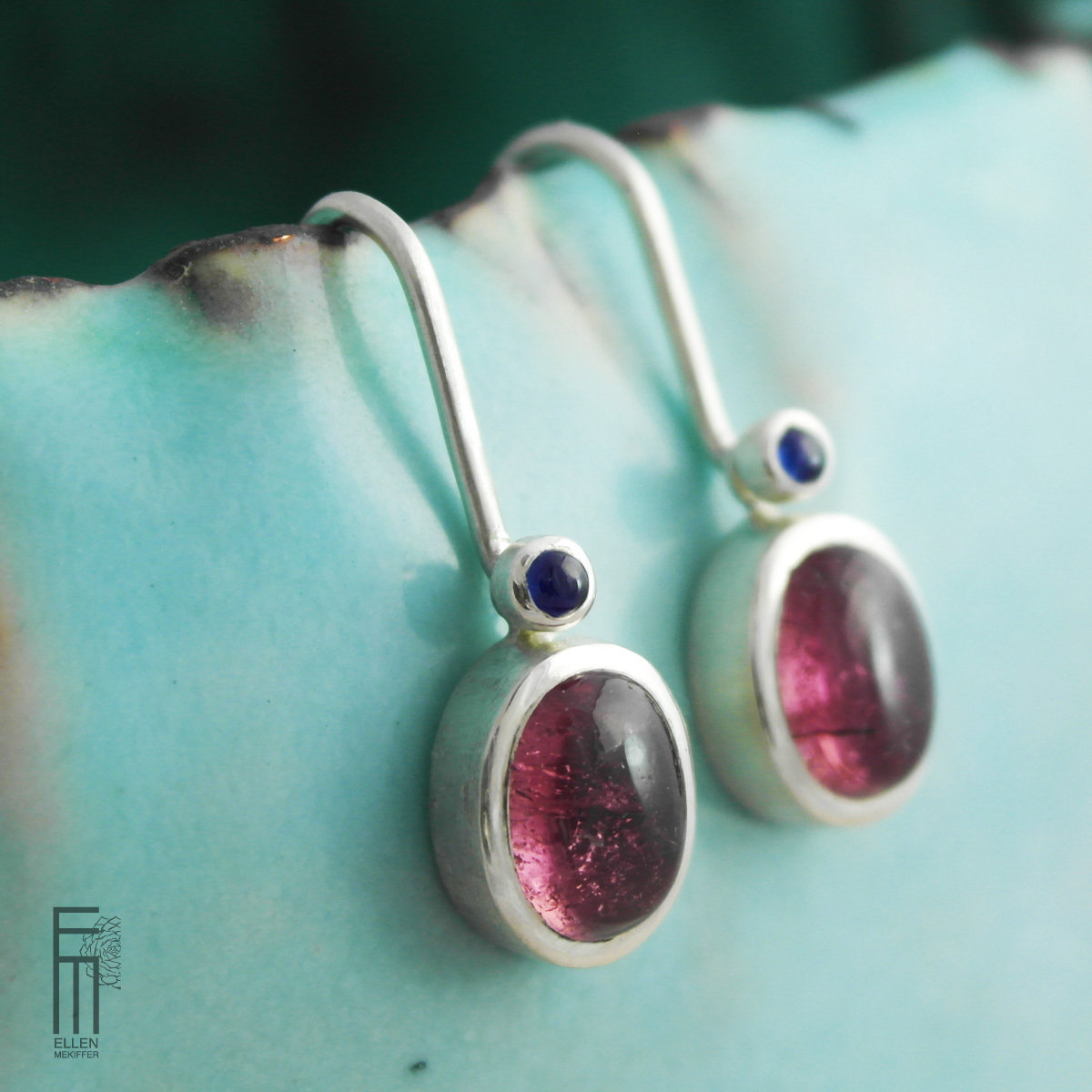 Turmalina + Zafiro - Ohrringe mit Edelsteinen - pendientes con piedras preciosas pendientes plata turmalina zafiro
