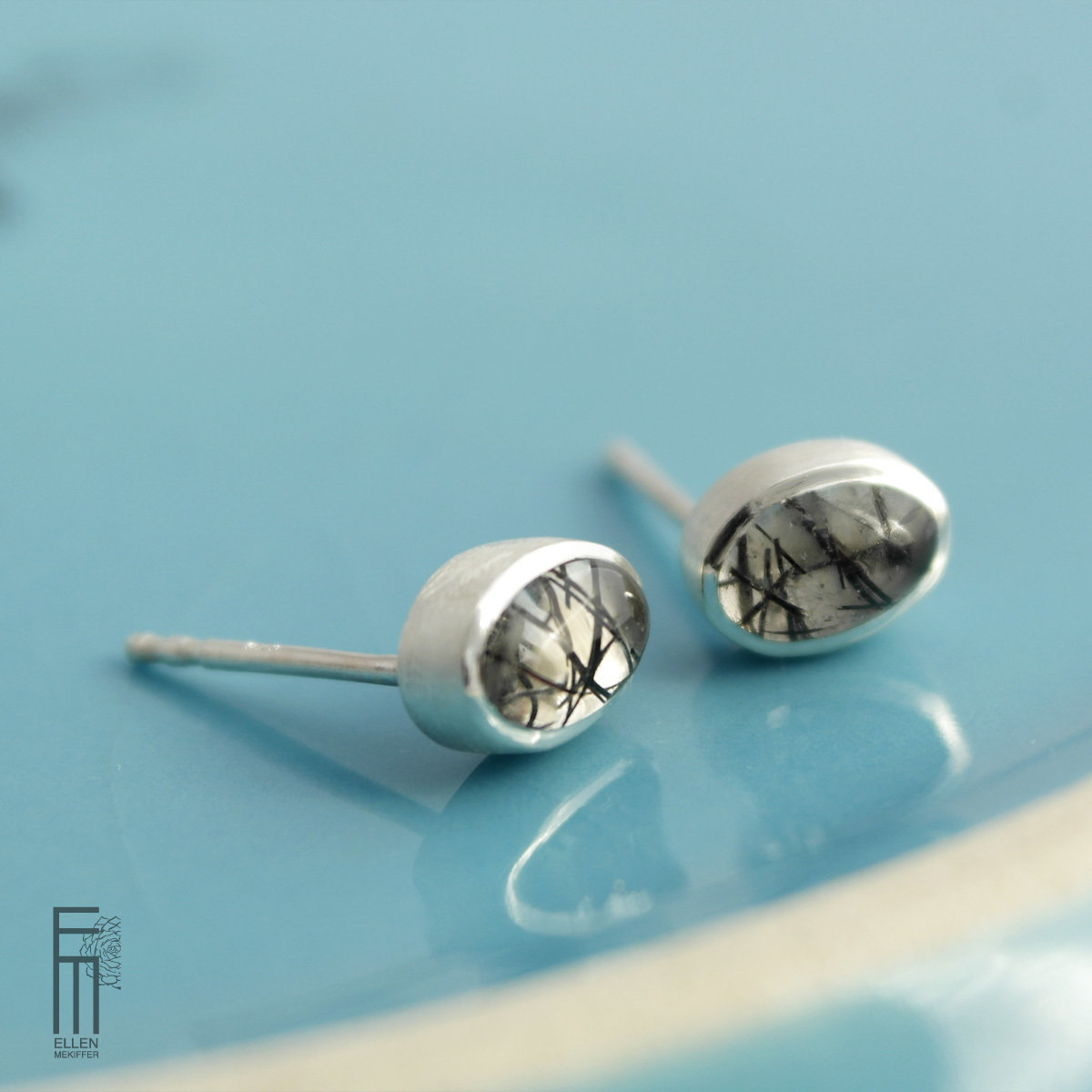 RUTIL - kleine Ohrringe mit Rutilquarz- pendientes con cuarzo rutilado pendientes cuarzo rutil 6*4mm