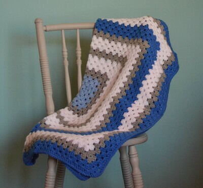 Medium Blue, Light Blue, White and Light Grey Blanket Medium Blue, Light Blue, White and Light Grey Blanket
