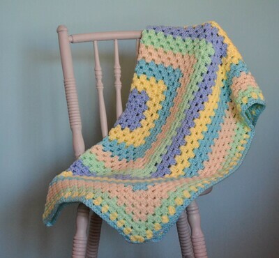 Blue, Yellow, Turquoise, Cream and Apple Green Blanket Blue, Yellow, Turquoise, Cream and Apple Green Blanket