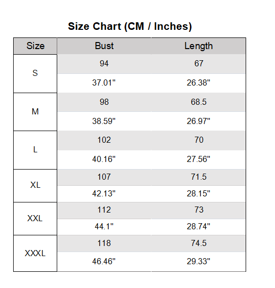 Chrome Hearts T Shirt Size Chart