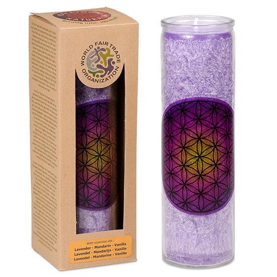 Bougie fleur de vie violette aux huiles essentielles Bougie fleur de vie violette aux huiles essentielles