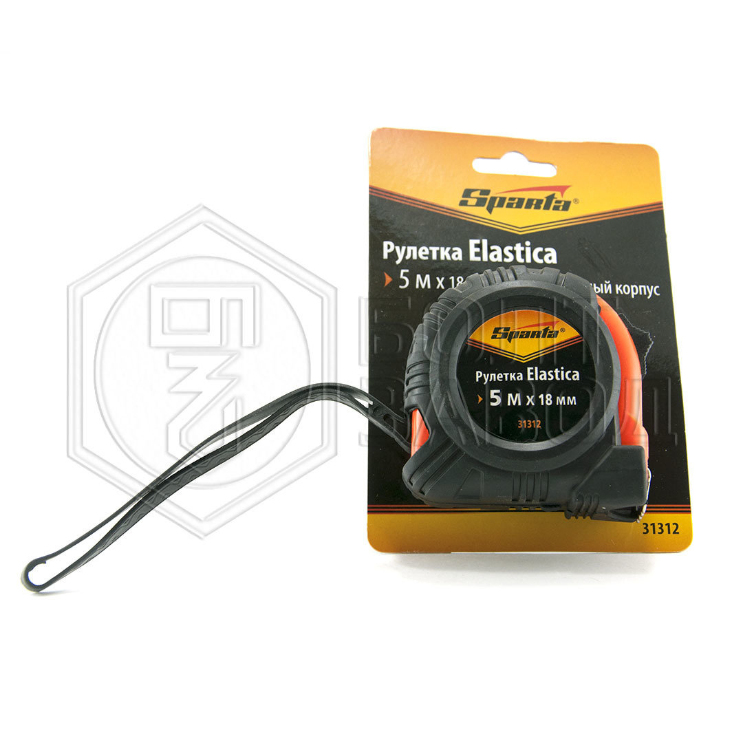 Рулетка Elastica, 5 м х 18 мм, обрезиненный корпус SPARTA Рулетка Elastica, 5 м х 18 мм, обрезиненный корпус SPARTA