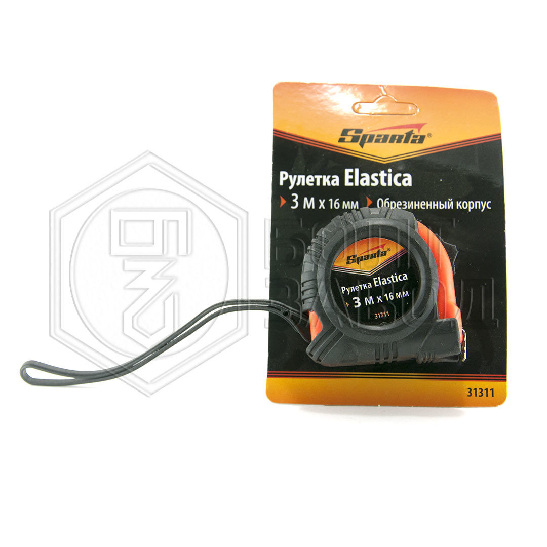 Рулетка Elastica, 3 м х 16 мм, обрезиненный корпус SPARTA Рулетка Elastica, 3 м х 16 мм, обрезиненный корпус SPARTA